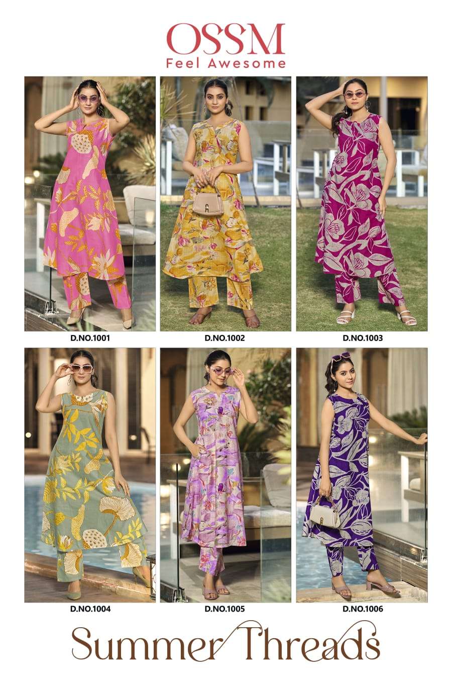 SUMMER THREADS BY OSSM IN COTTON FOIL PRINT CO-ORD SET WITH HANDWORK AND POCKET