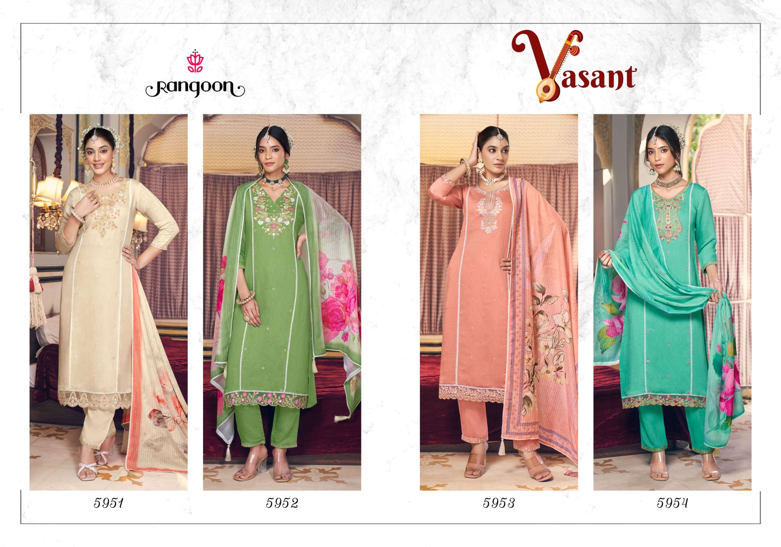 VASANT BY RANGOON IN VISCOSE WITH EMBROIDERY WORK & COTTON MAL INNER