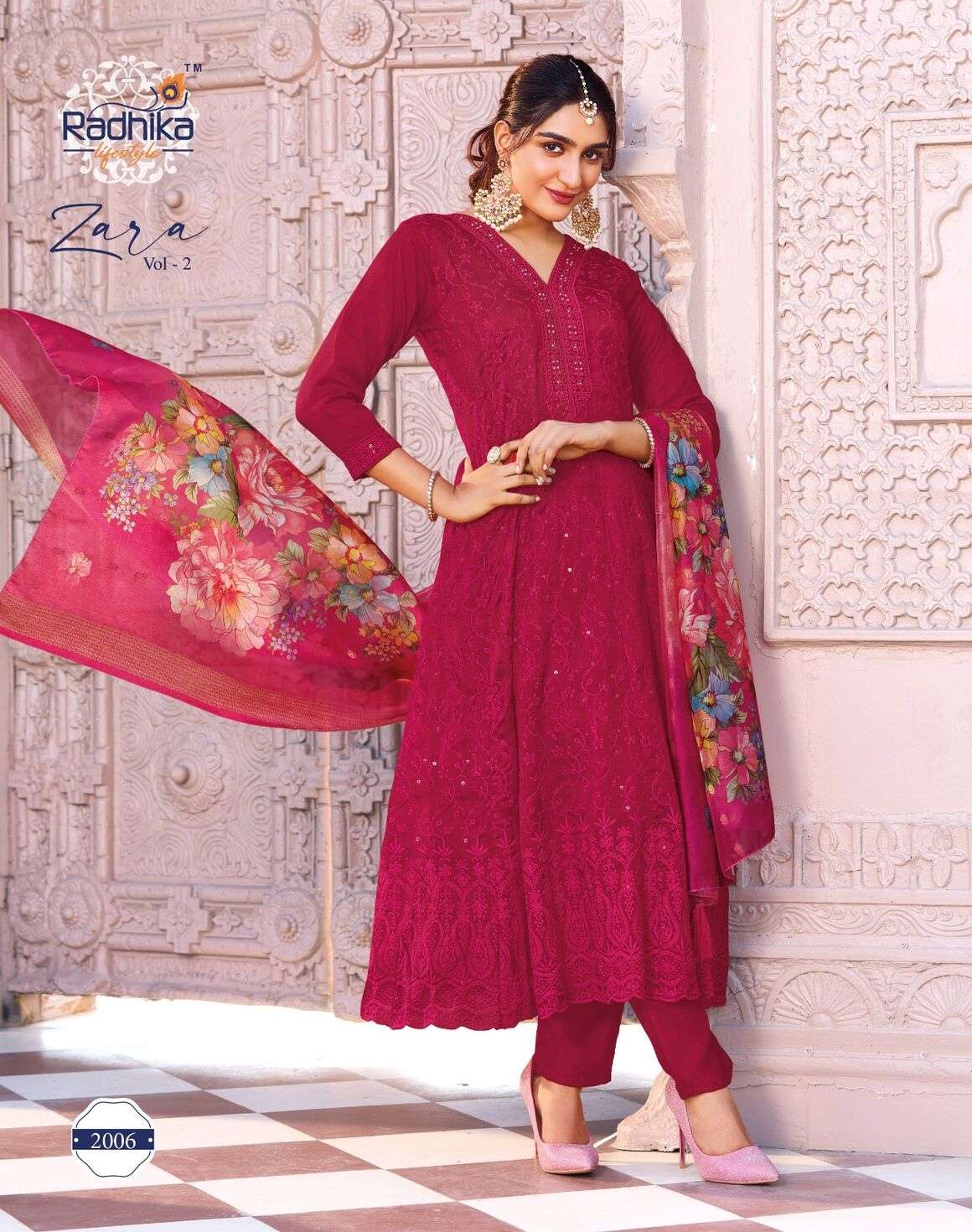 ZARA VOL 2 BY RADHIKA LIFE STYLE IN VICHITRA SILK WITH CHIFLI HANDWORK AND DIGITAL PRINT DUPPATA