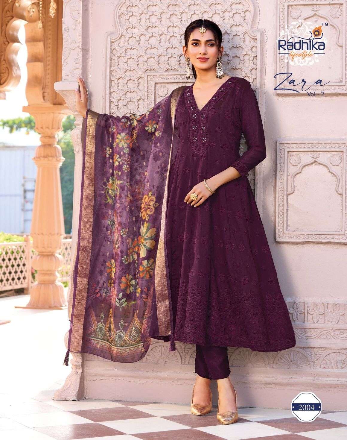 ZARA VOL 2 BY RADHIKA LIFE STYLE IN VICHITRA SILK WITH CHIFLI HANDWORK AND DIGITAL PRINT DUPPATA