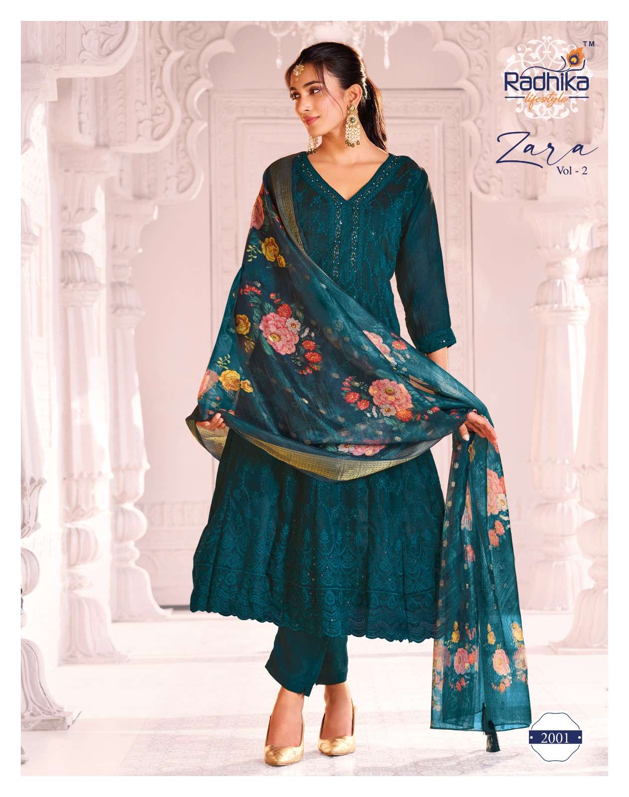 ZARA VOL 2 BY RADHIKA LIFE STYLE IN VICHITRA SILK WITH CHIFLI HANDWORK AND DIGITAL PRINT DUPPATA