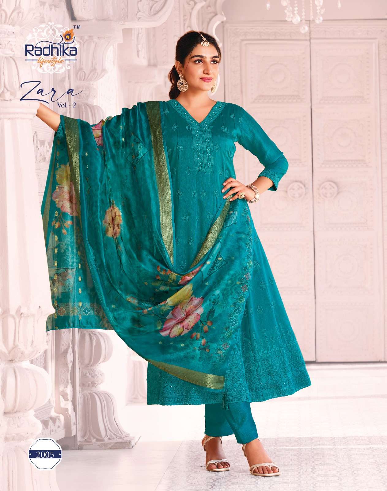ZARA VOL 2 BY RADHIKA LIFE STYLE IN VICHITRA SILK WITH CHIFLI HANDWORK AND DIGITAL PRINT DUPPATA