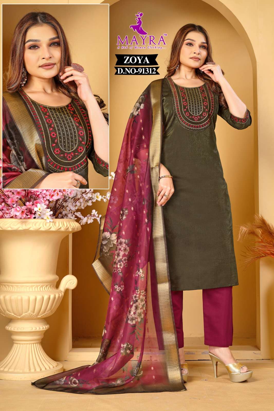 ZOYA BY MAYRA FASHION IN ROMAN SIMMER SILK WITH SEQUENCE EMBROIDERY TABLA WORK 