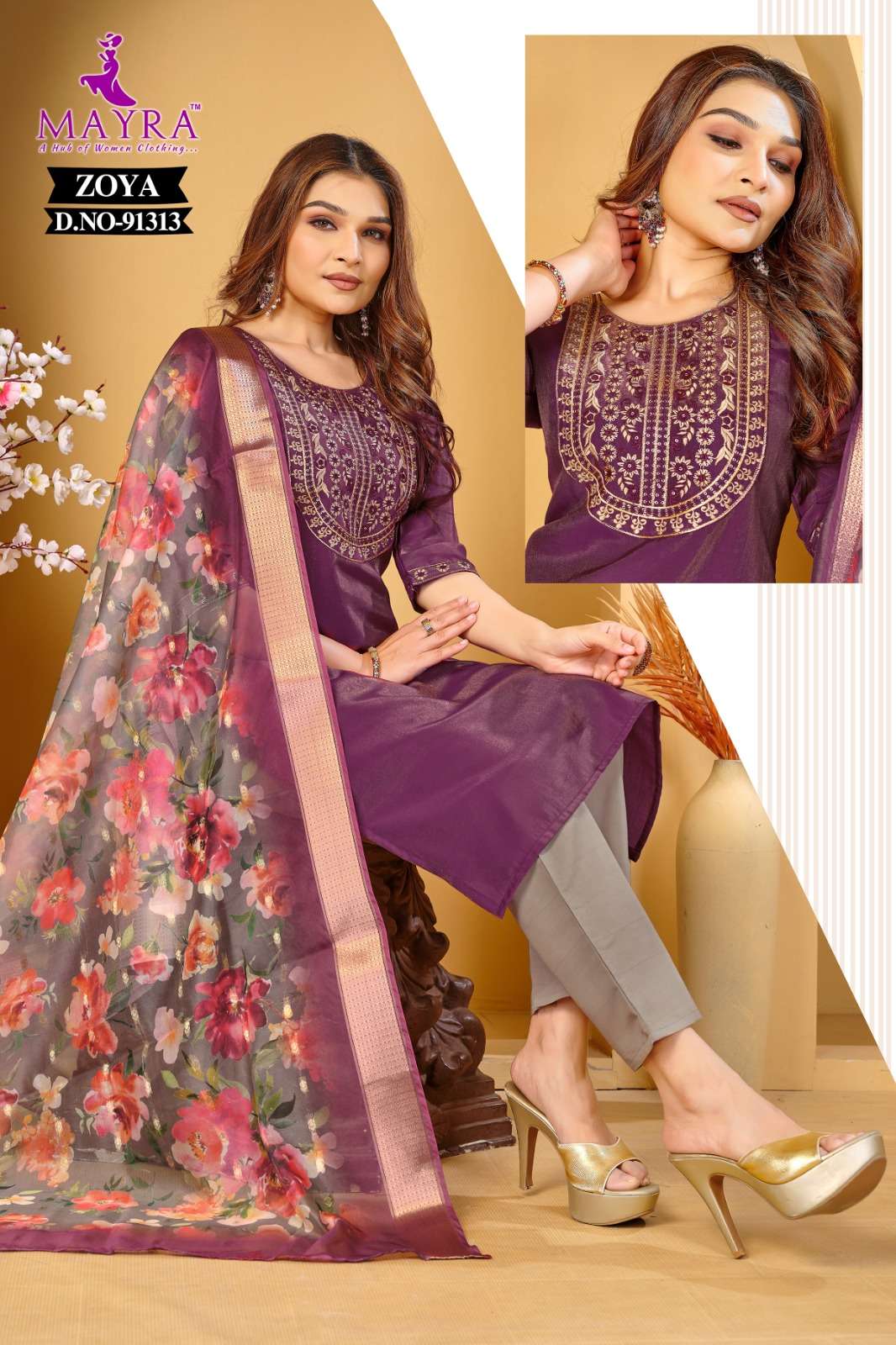 ZOYA BY MAYRA FASHION IN ROMAN SIMMER SILK WITH SEQUENCE EMBROIDERY TABLA WORK 