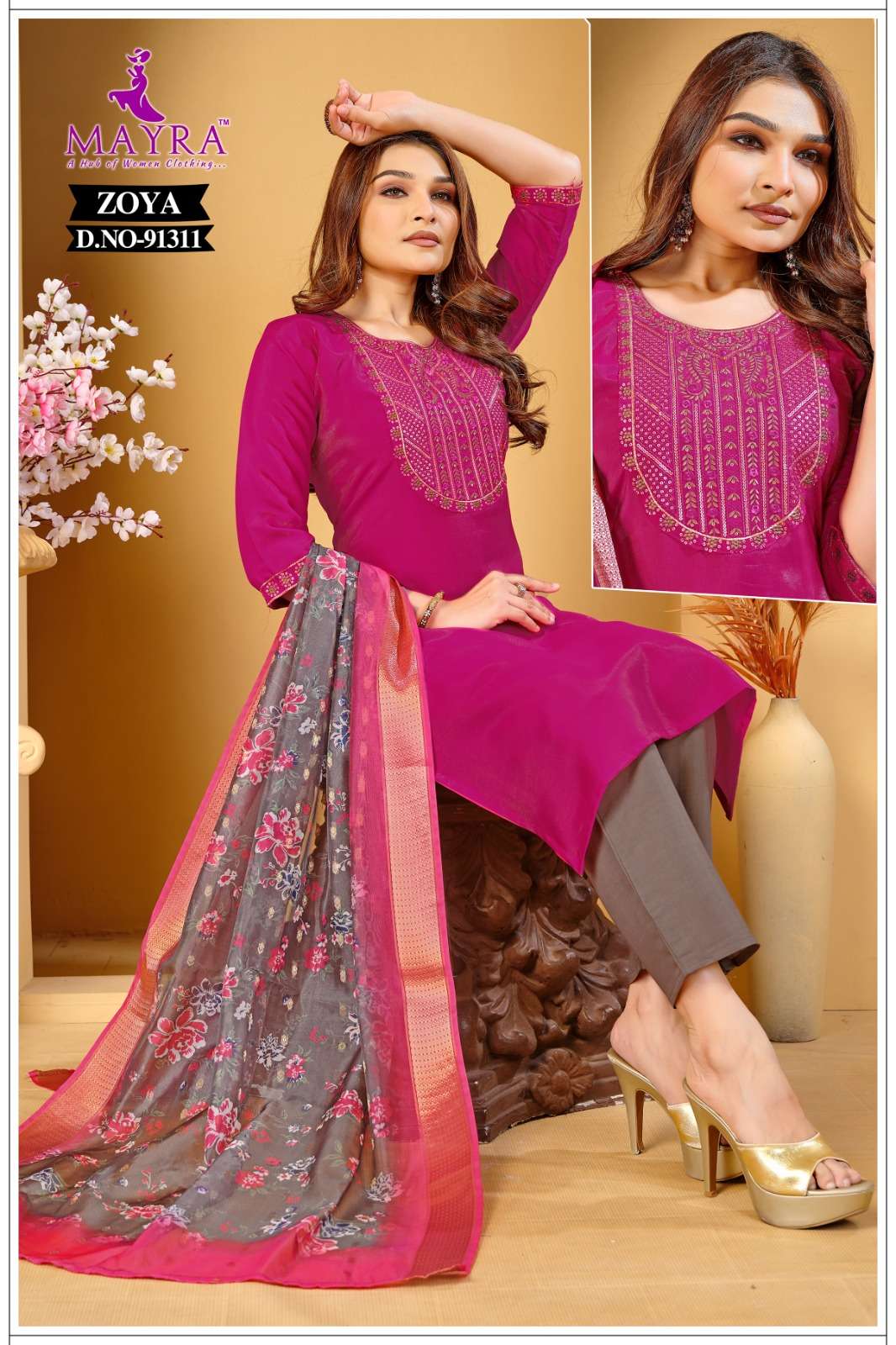 ZOYA BY MAYRA FASHION IN ROMAN SIMMER SILK WITH SEQUENCE EMBROIDERY TABLA WORK 