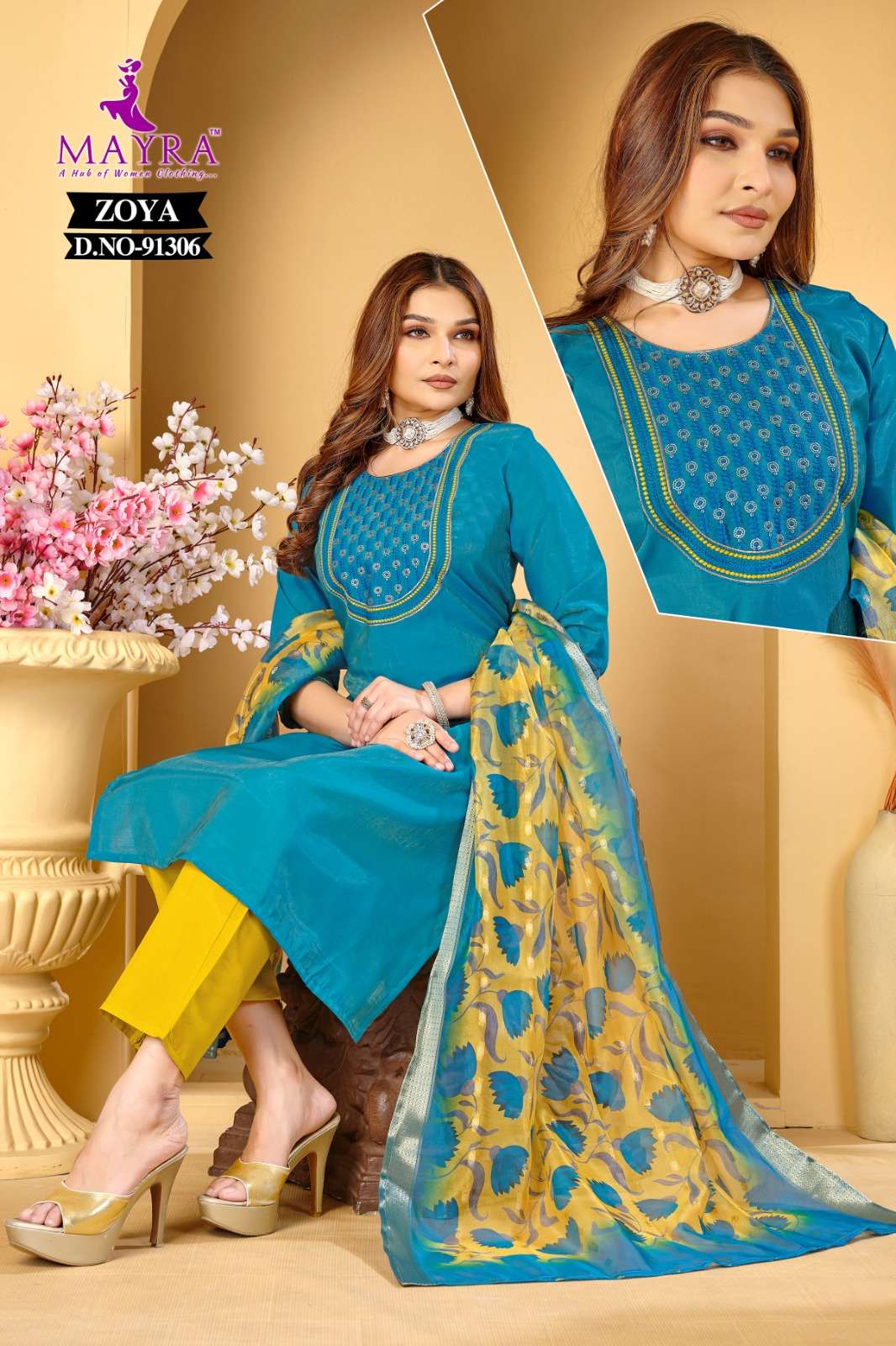 ZOYA BY MAYRA FASHION IN ROMAN SIMMER SILK WITH SEQUENCE EMBROIDERY TABLA WORK 