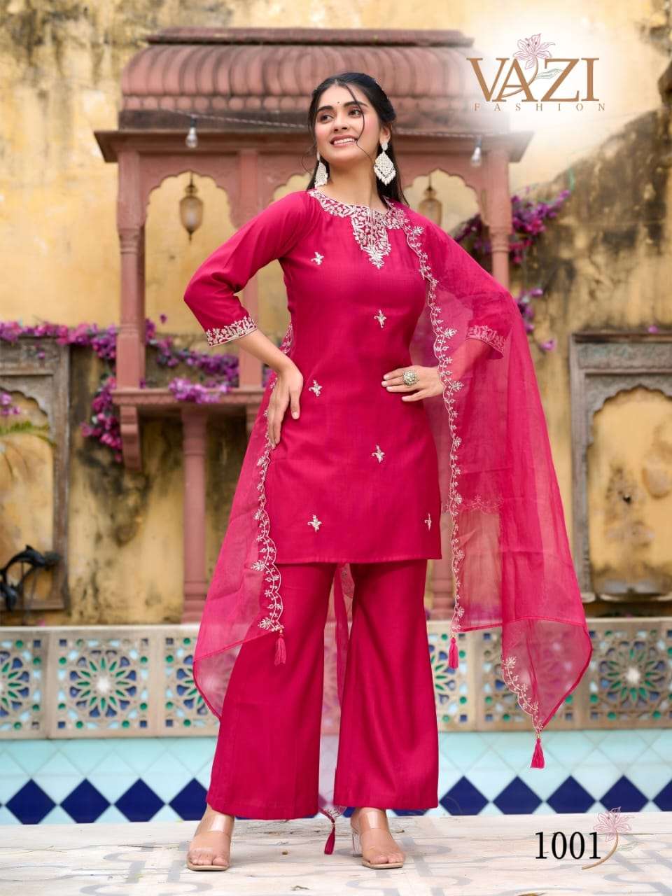 BELL BOTTOM BY VAZI FASHION IN VERTICAL WITH FANCY CORD WORK CO-ORD SET WITH DUPATTA