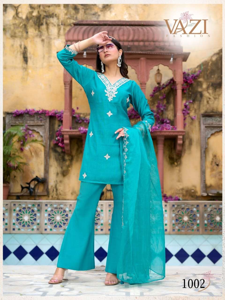 BELL BOTTOM BY VAZI FASHION IN VERTICAL WITH FANCY CORD WORK CO-ORD SET WITH DUPATTA