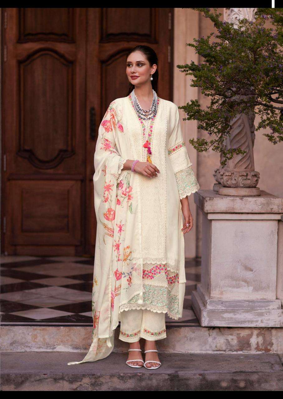 BRI-ELLE BY PRM INDIA IN PURE MUSLIN WITH DESIGNER EMBROIDERED WORK SUMMER COLLECTION