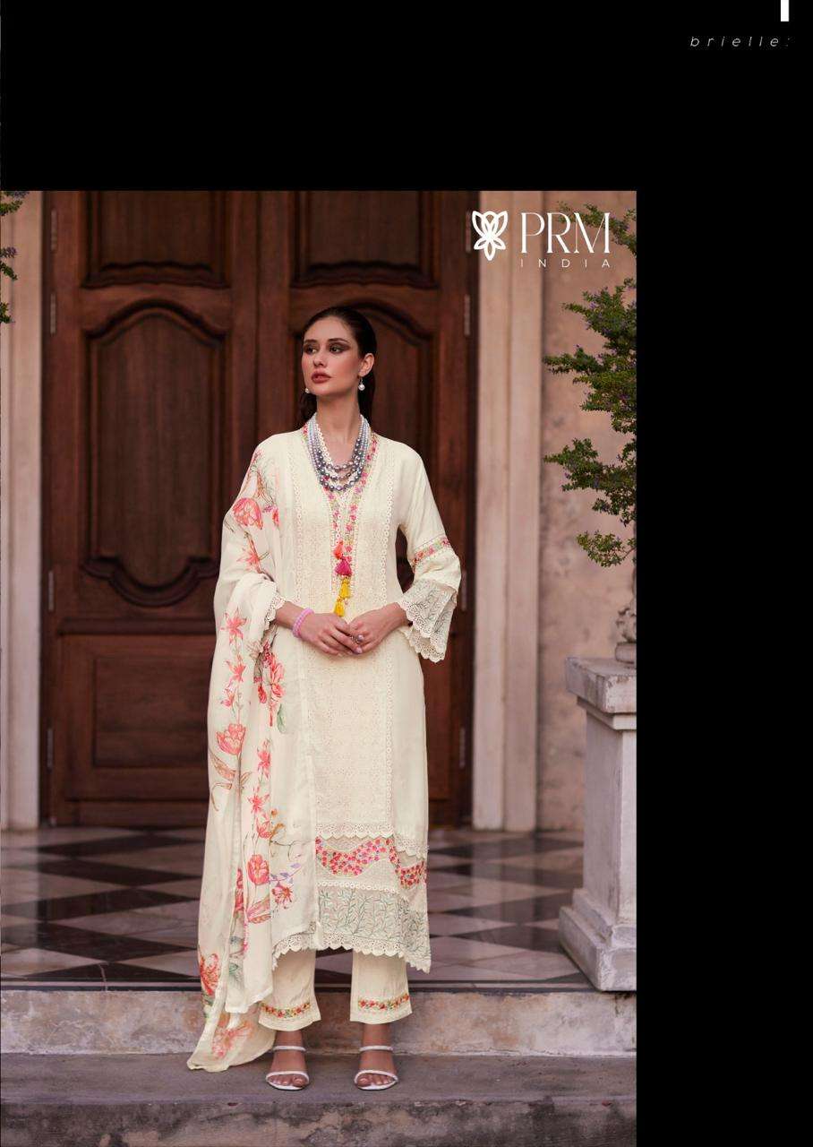 BRI-ELLE BY PRM INDIA IN PURE MUSLIN WITH DESIGNER EMBROIDERED WORK SUMMER COLLECTION