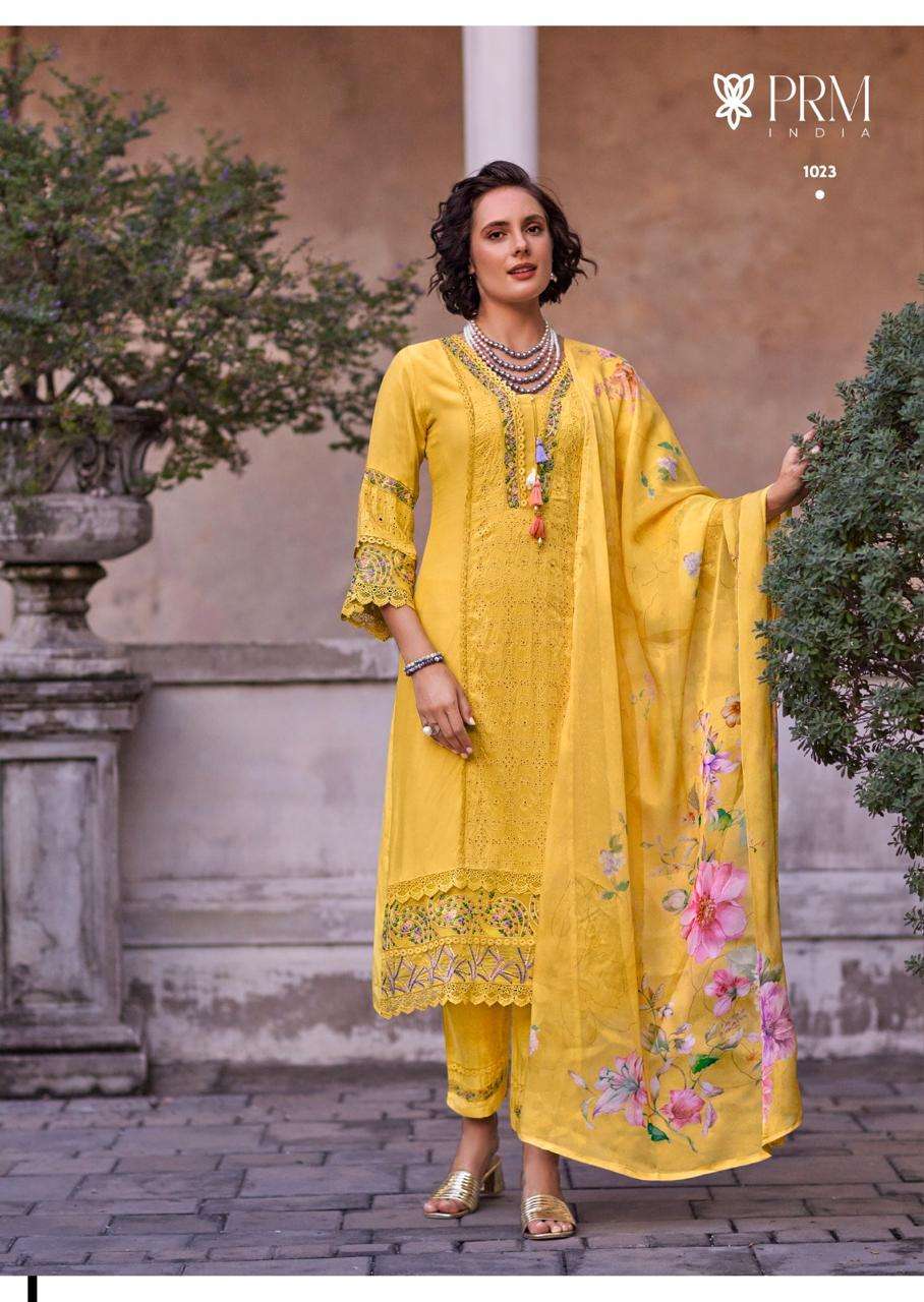 BRI-ELLE BY PRM INDIA IN PURE MUSLIN WITH DESIGNER EMBROIDERED WORK SUMMER COLLECTION