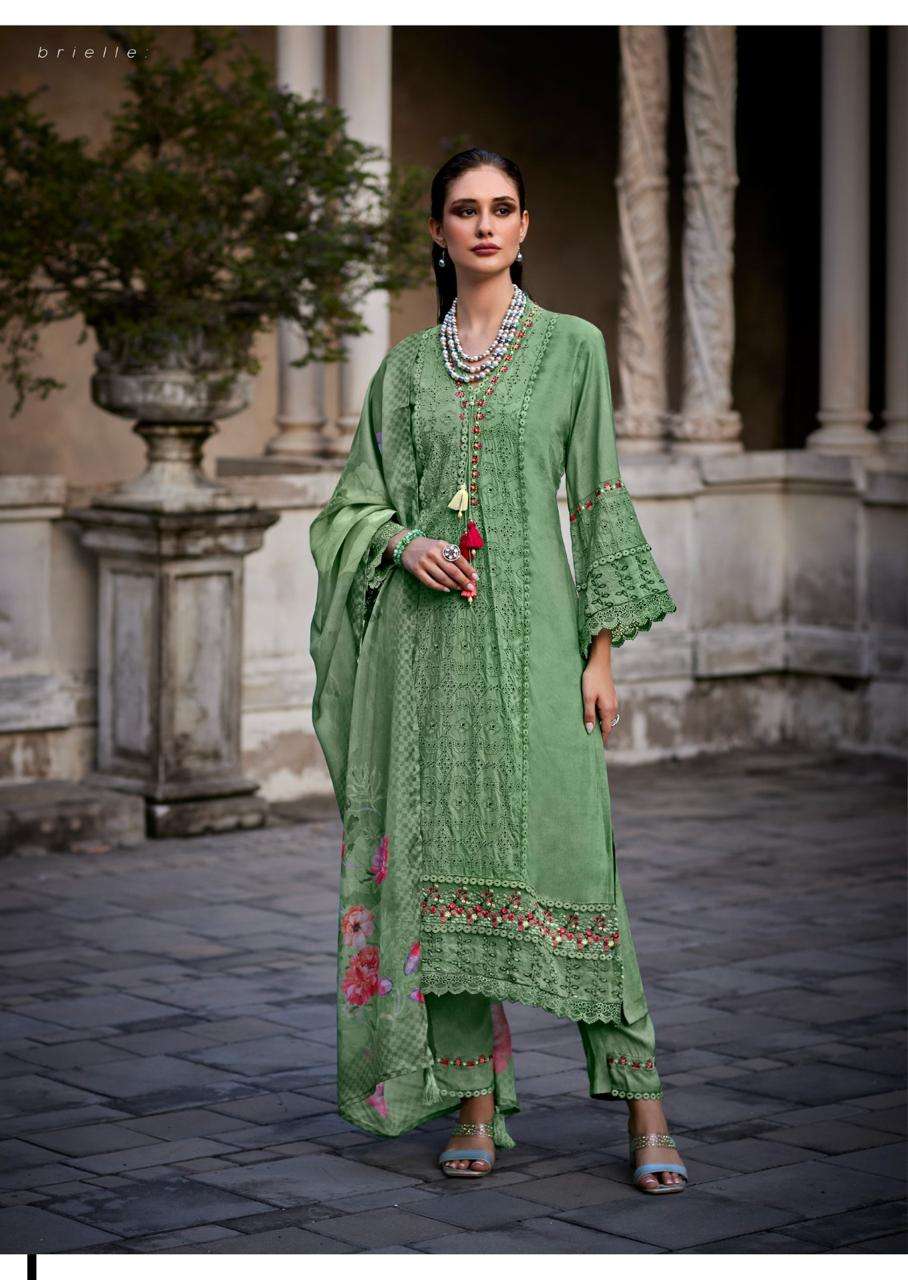 BRI-ELLE BY PRM INDIA IN PURE MUSLIN WITH DESIGNER EMBROIDERED WORK SUMMER COLLECTION