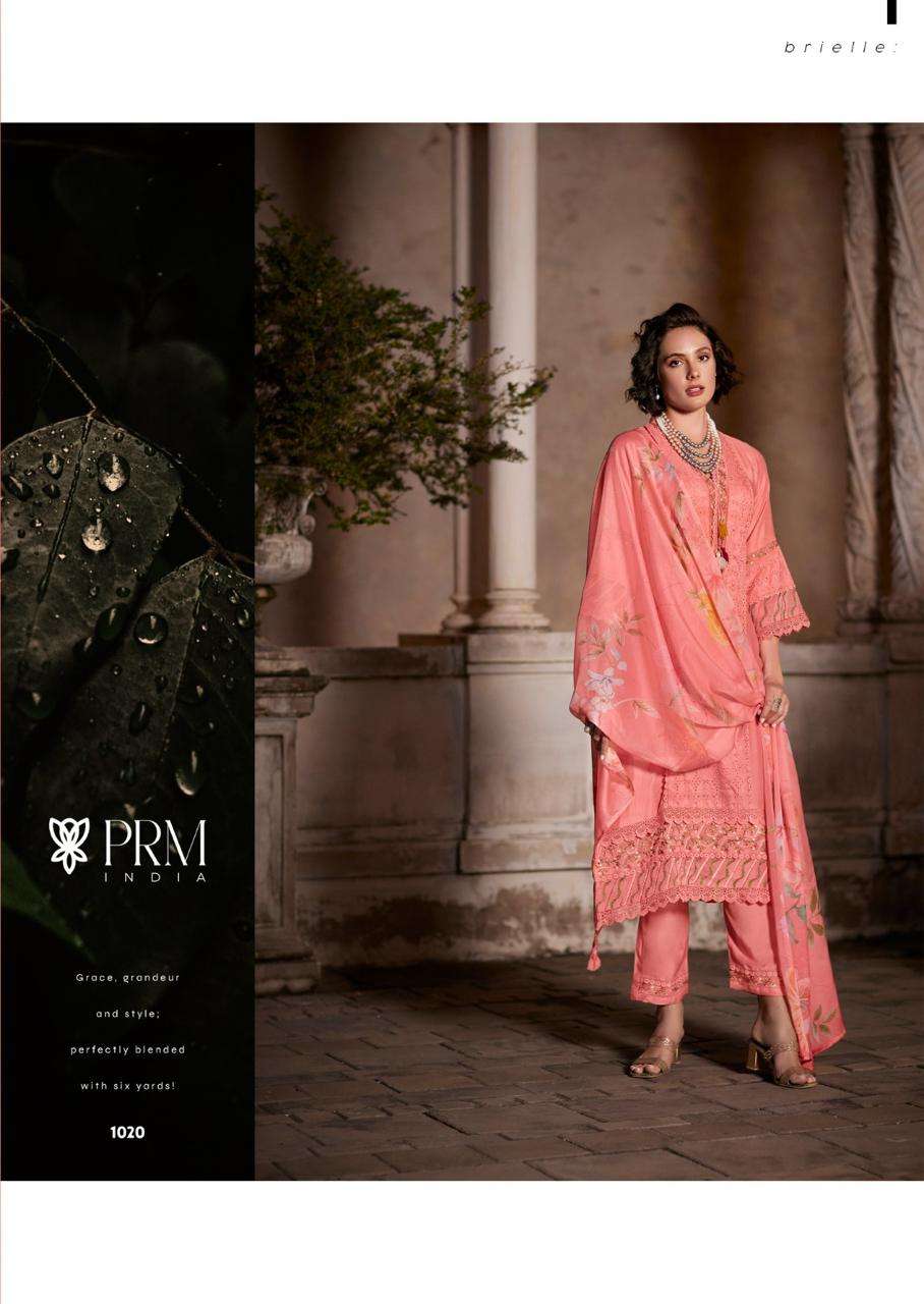 BRI-ELLE BY PRM INDIA IN PURE MUSLIN WITH DESIGNER EMBROIDERED WORK SUMMER COLLECTION