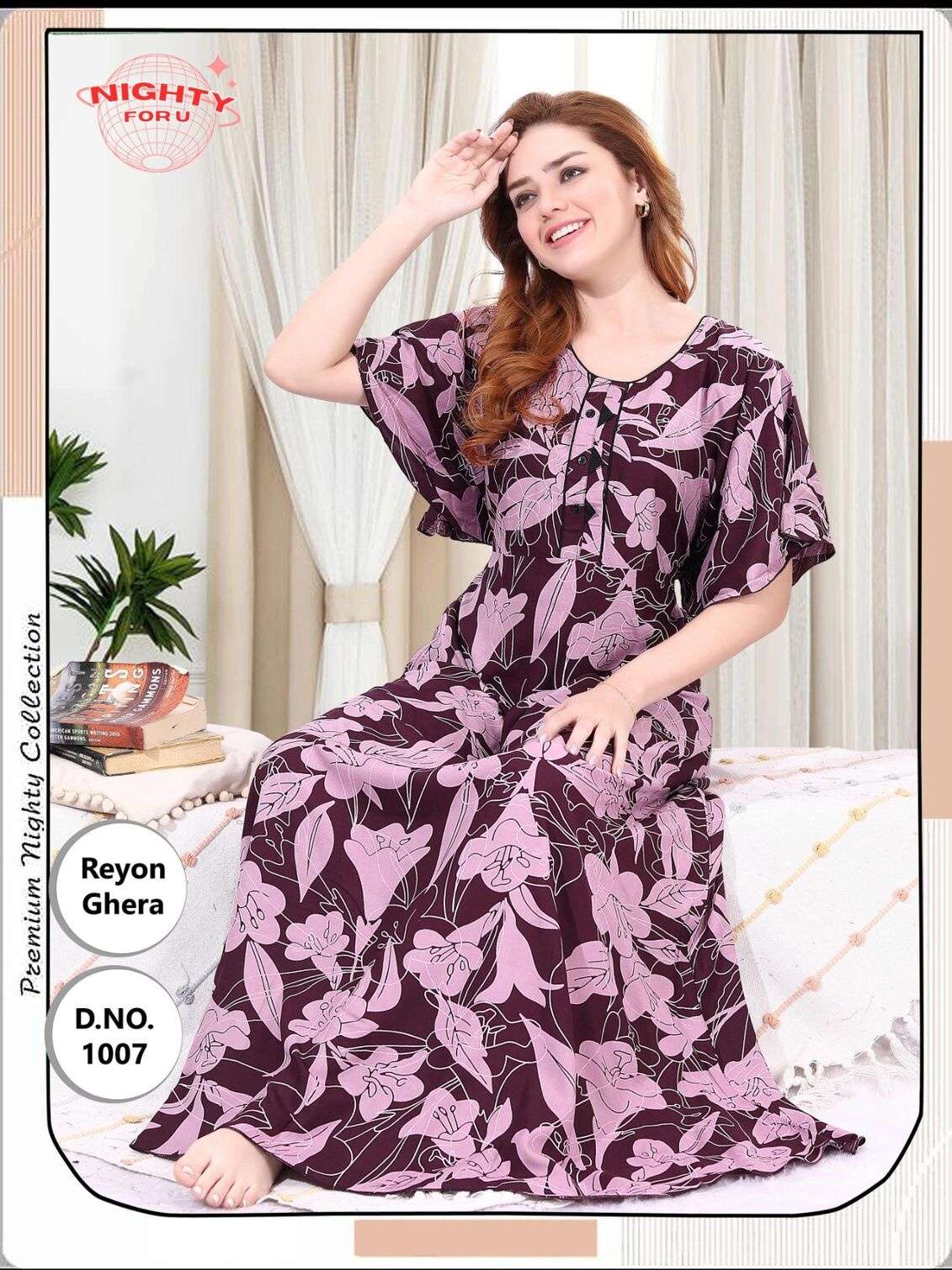 D.NO :- 1006 BY NIGHTY FOR U IN RAYON GAHERA NIGHTY CATALOGUE 