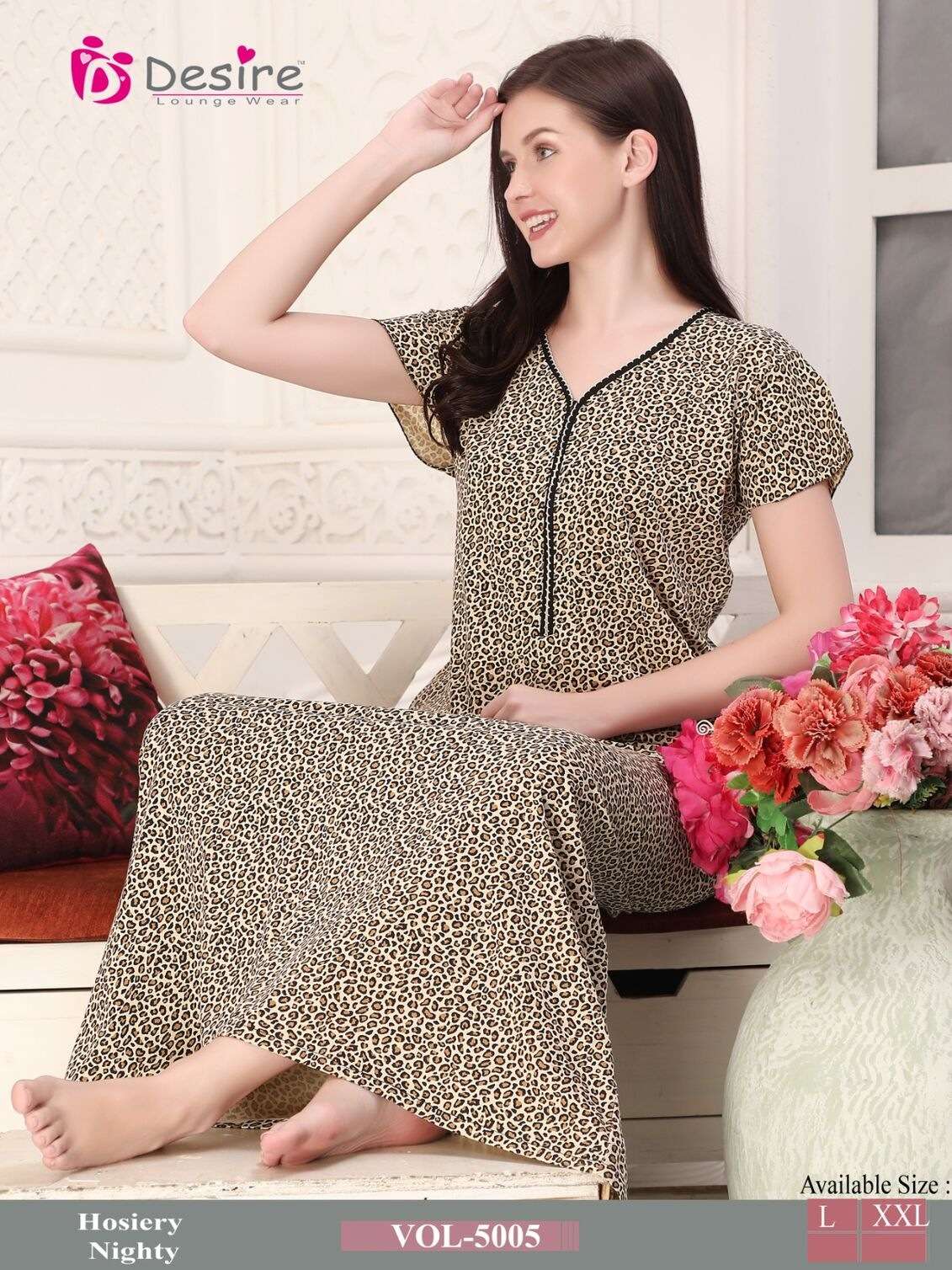 D.NO:- 5005 BY DESIRE LOUNGE WEAR PREMIUM SERIES NIGHTY 