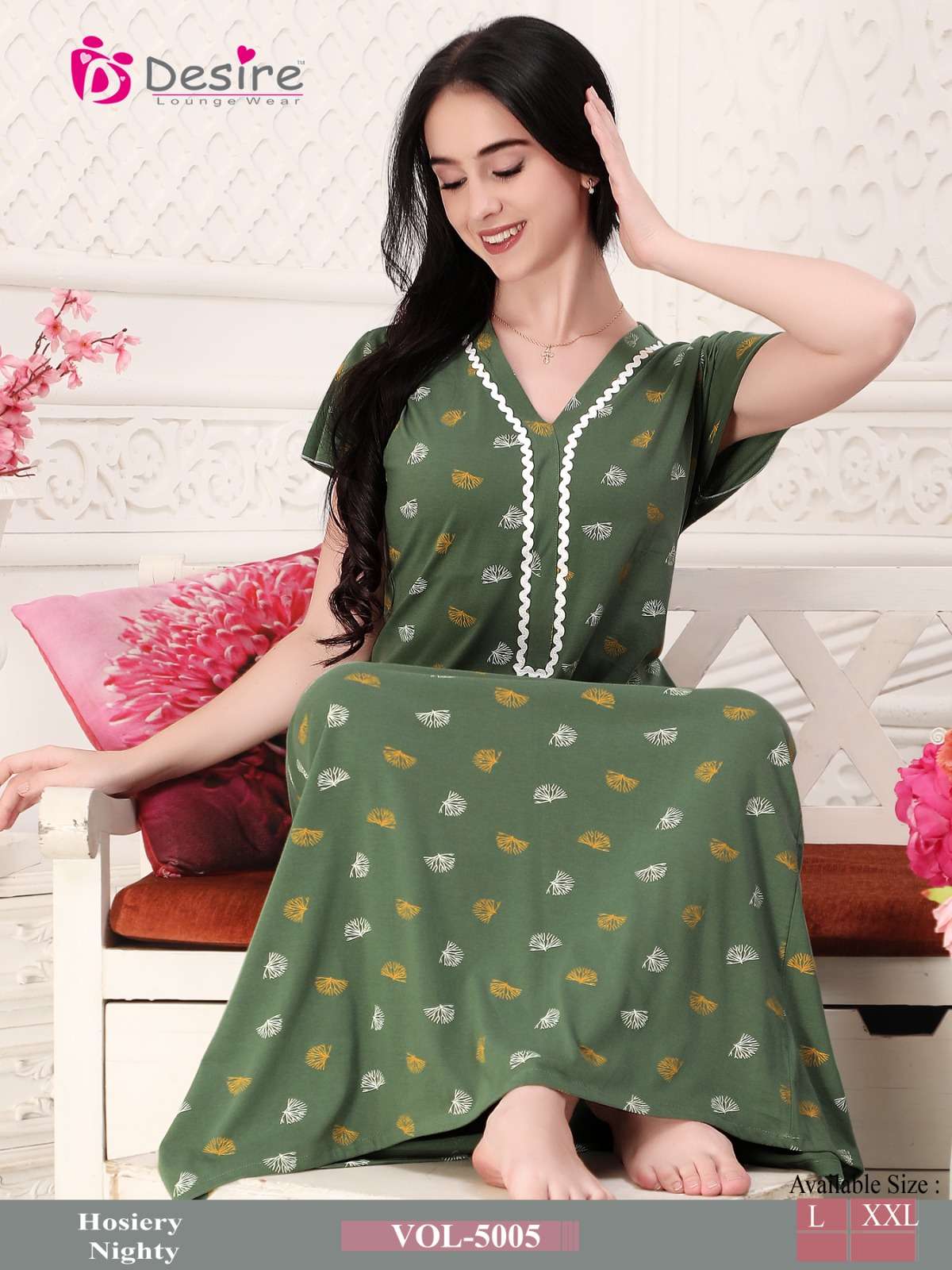 D.NO:- 5005 BY DESIRE LOUNGE WEAR PREMIUM SERIES NIGHTY 