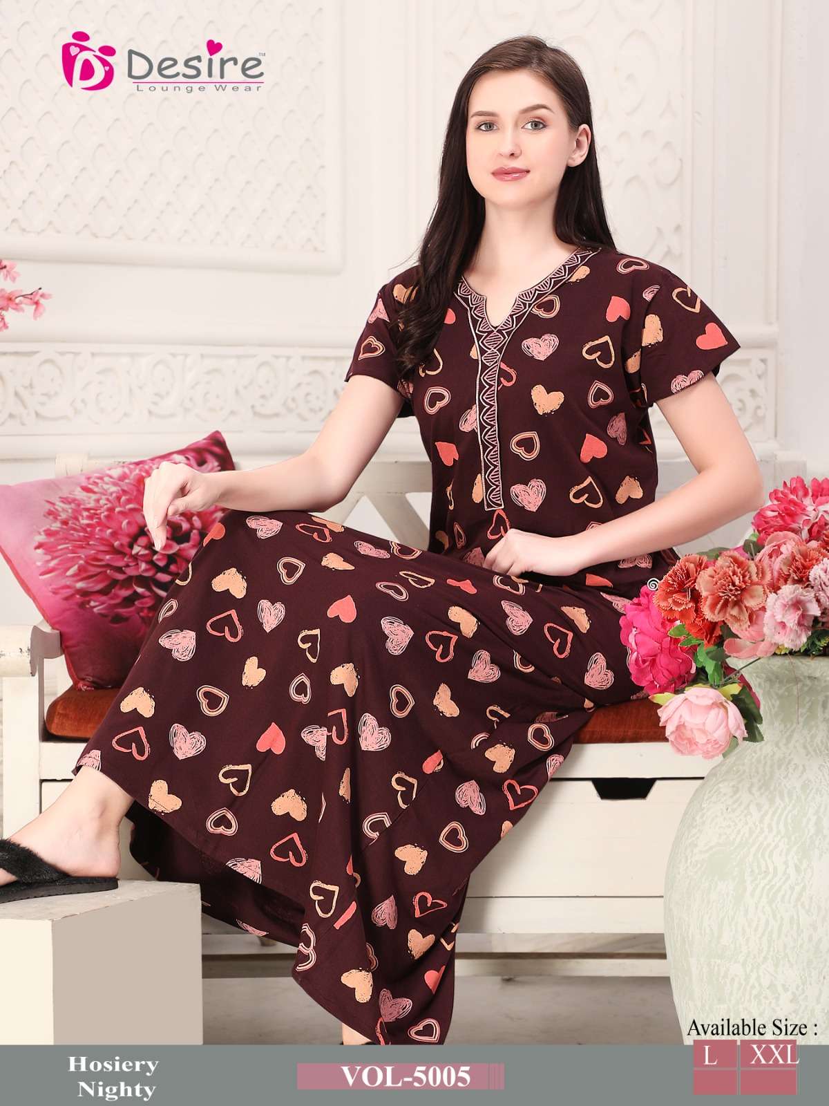 D.NO:- 5005 BY DESIRE LOUNGE WEAR PREMIUM SERIES NIGHTY 