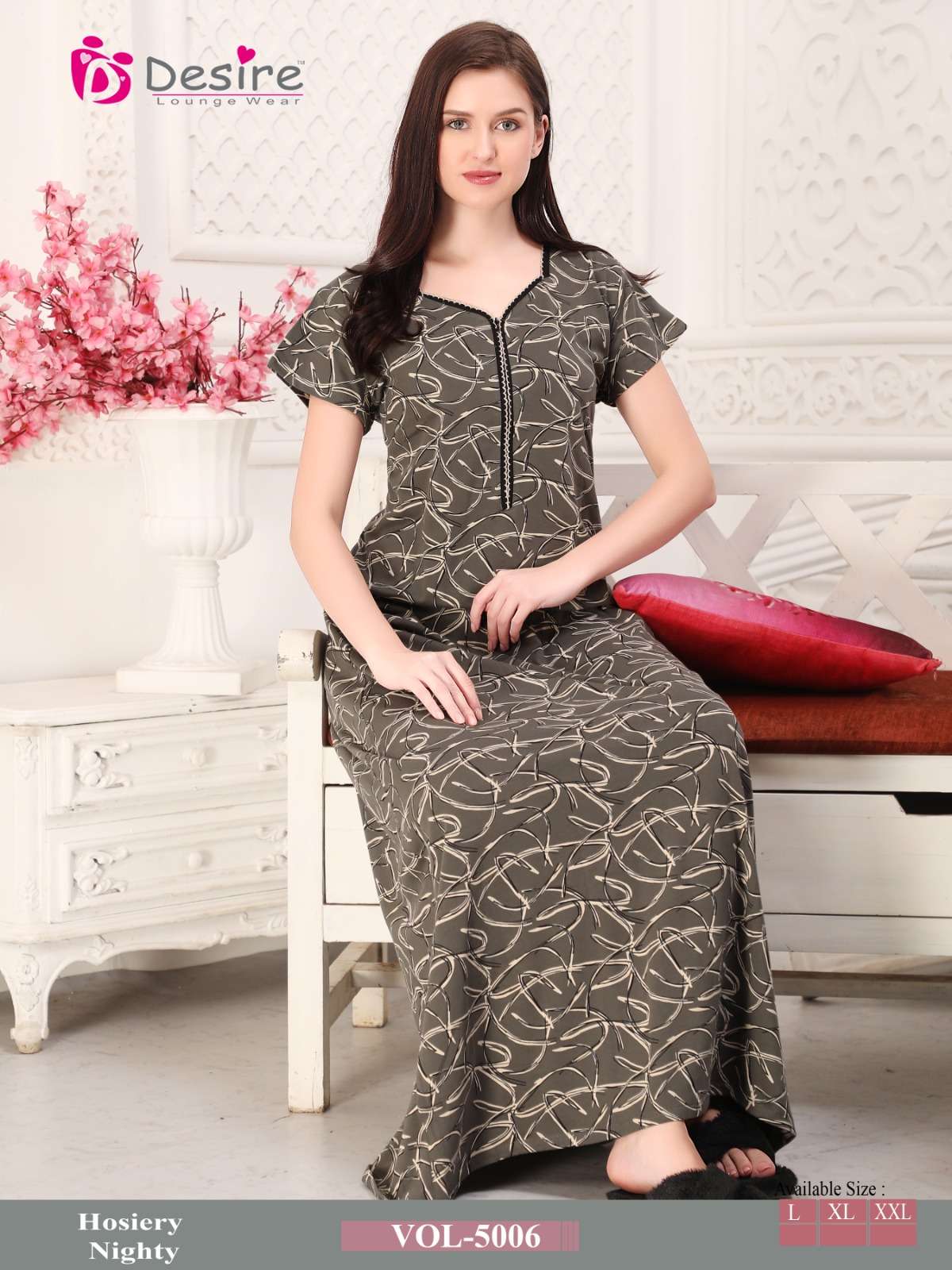 D.NO:- 5006 BY DESIRE LOUNGE WEAR PREMIUM SERIES NIGHTY 