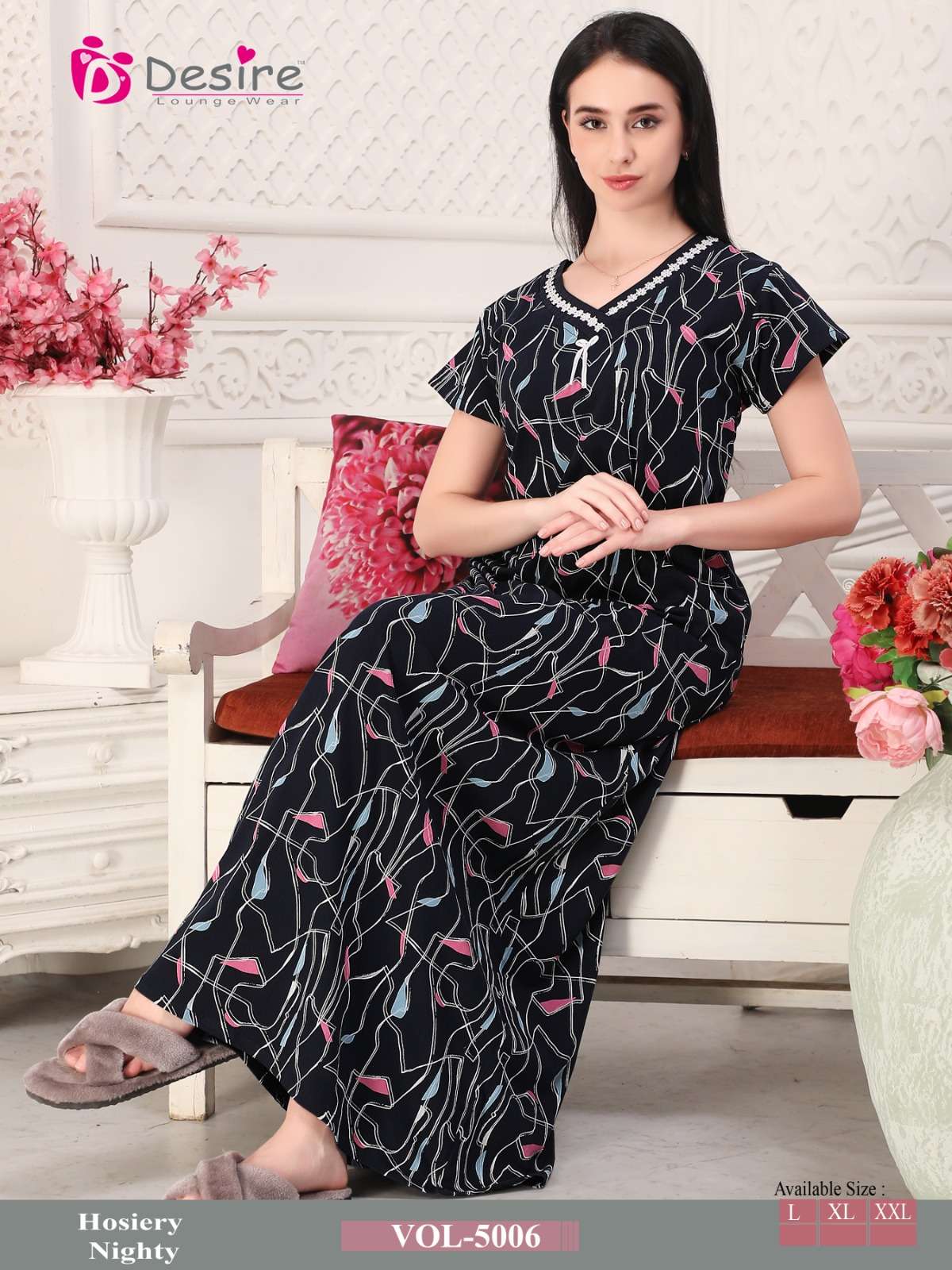 D.NO:- 5006 BY DESIRE LOUNGE WEAR PREMIUM SERIES NIGHTY 