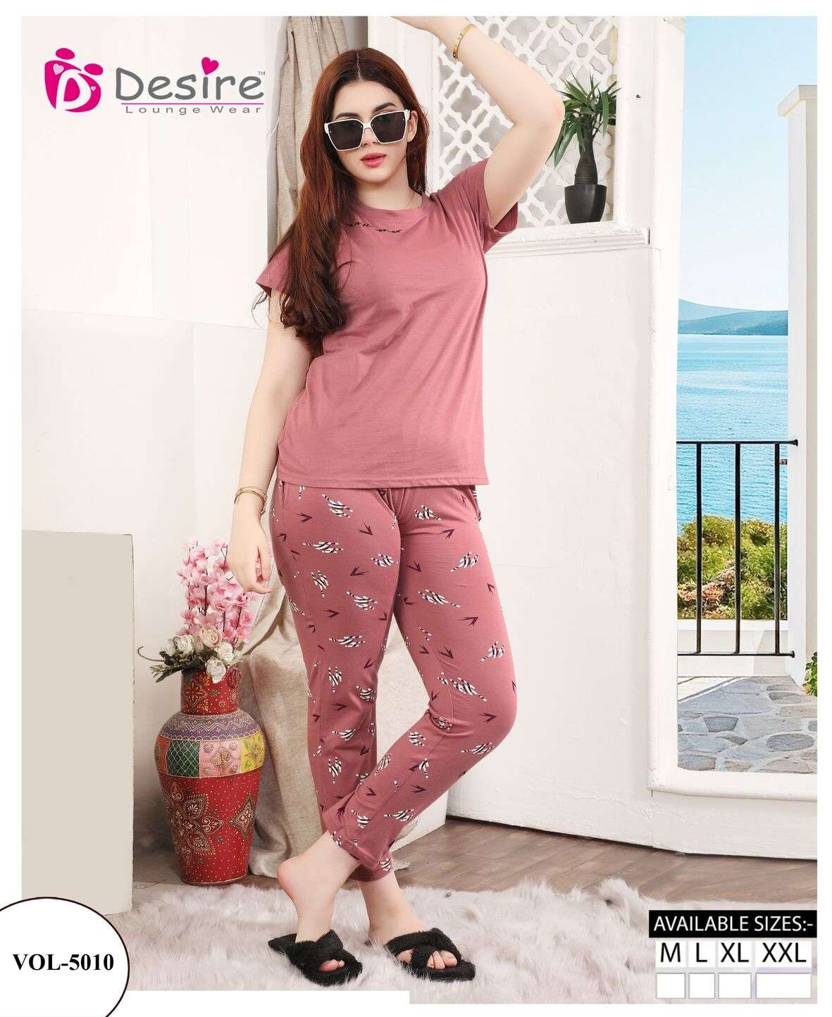 D.NO :- 5010 BY DESIRE LOUNGE WEAR PREMIUM SERIES MIX N MATCH NIGHT SHUT 