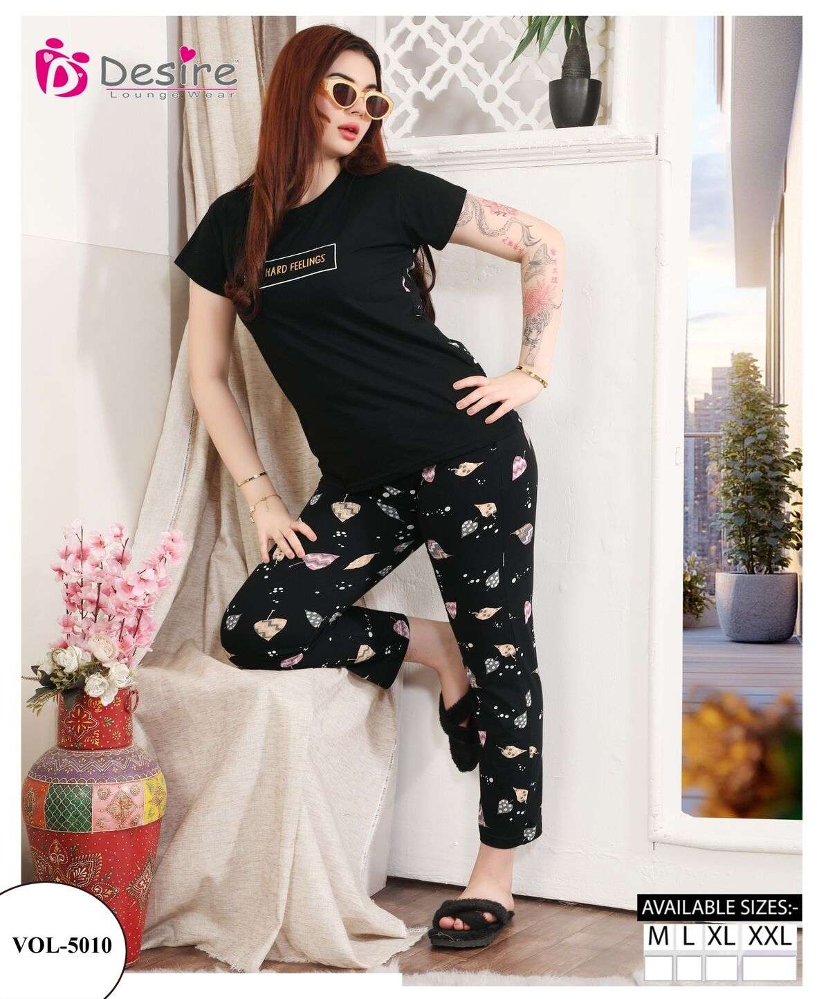 D.NO :- 5010 BY DESIRE LOUNGE WEAR PREMIUM SERIES MIX N MATCH NIGHT SHUT 