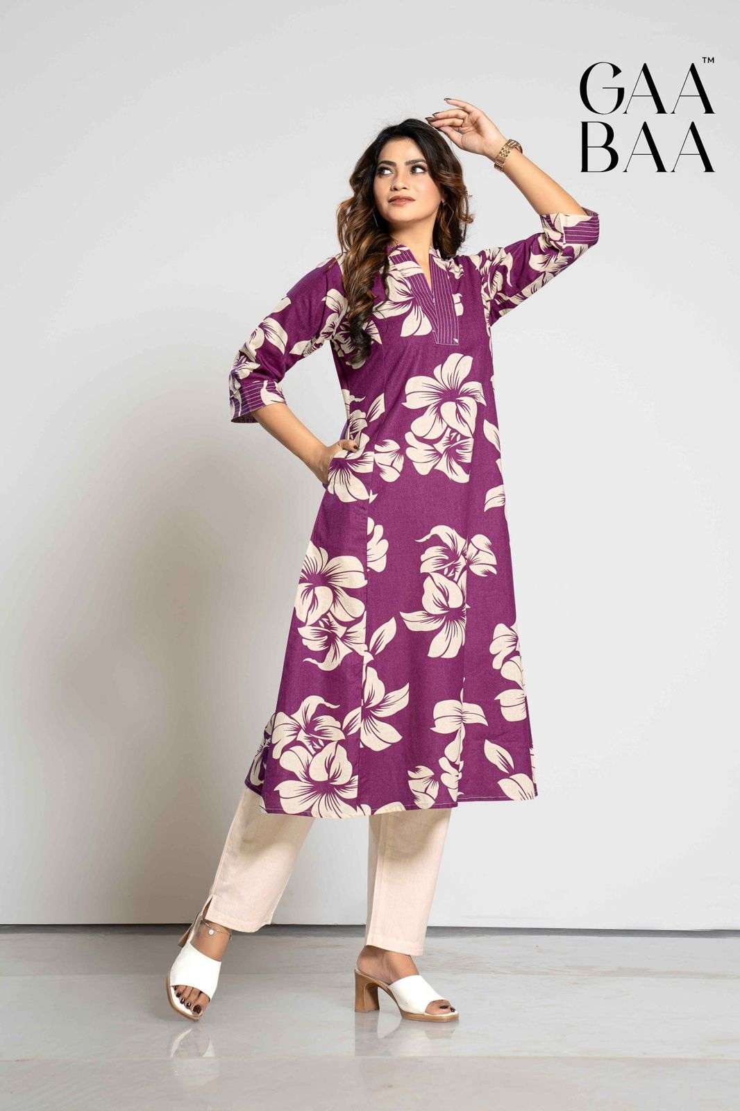 D.NO :- 914 BY GAABAA IN COTTON FLEX PRINT CO-ORD SET WITH STITCHING PATTERN AND BOTTOM