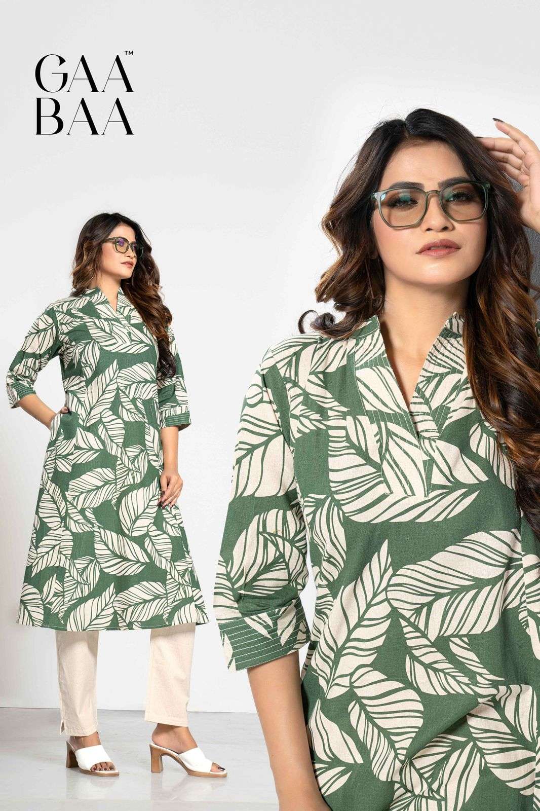 D.NO :- 914 BY GAABAA IN COTTON FLEX PRINT CO-ORD SET WITH STITCHING PATTERN AND BOTTOM