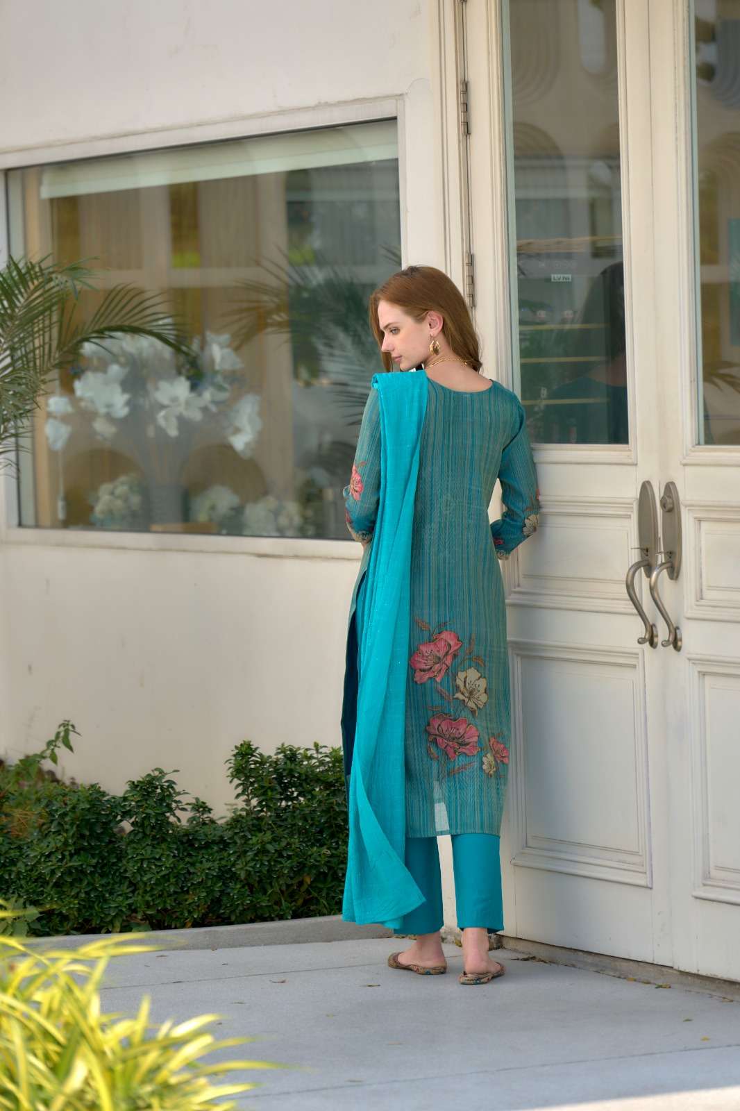 D.NO :- RY-2002 BY TEXOFAB IN TISSUE WITH FLORAL PRINT AND EMBROIDERY 