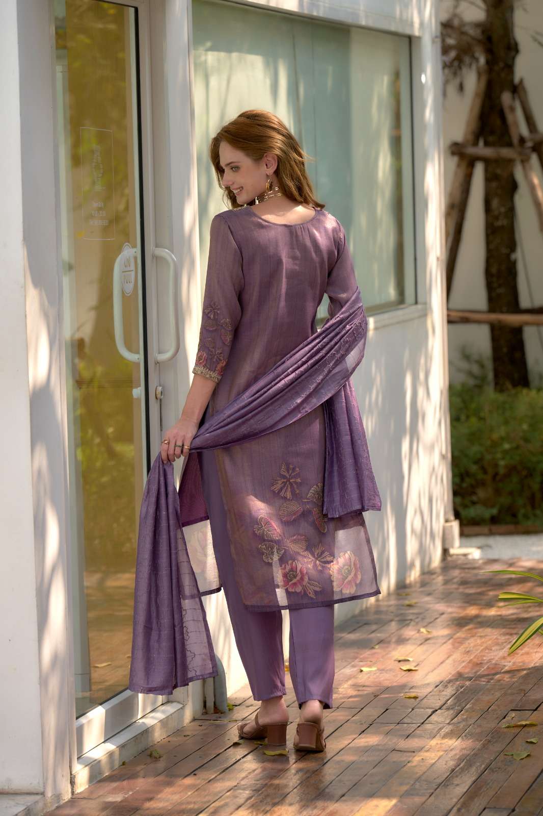 D.NO :- RY-2004 BY TEXOFAB IN TISSUE WITH FLORAL PRINT AND EMBROIDERY 