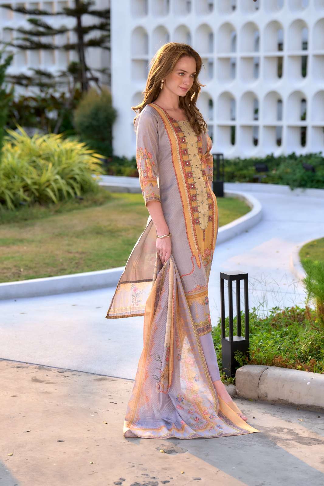 D.NO :- RY-2060 BY TEXOFAB IN SILK BLEND AS PER IMAGE WITH EMBROIDERY 