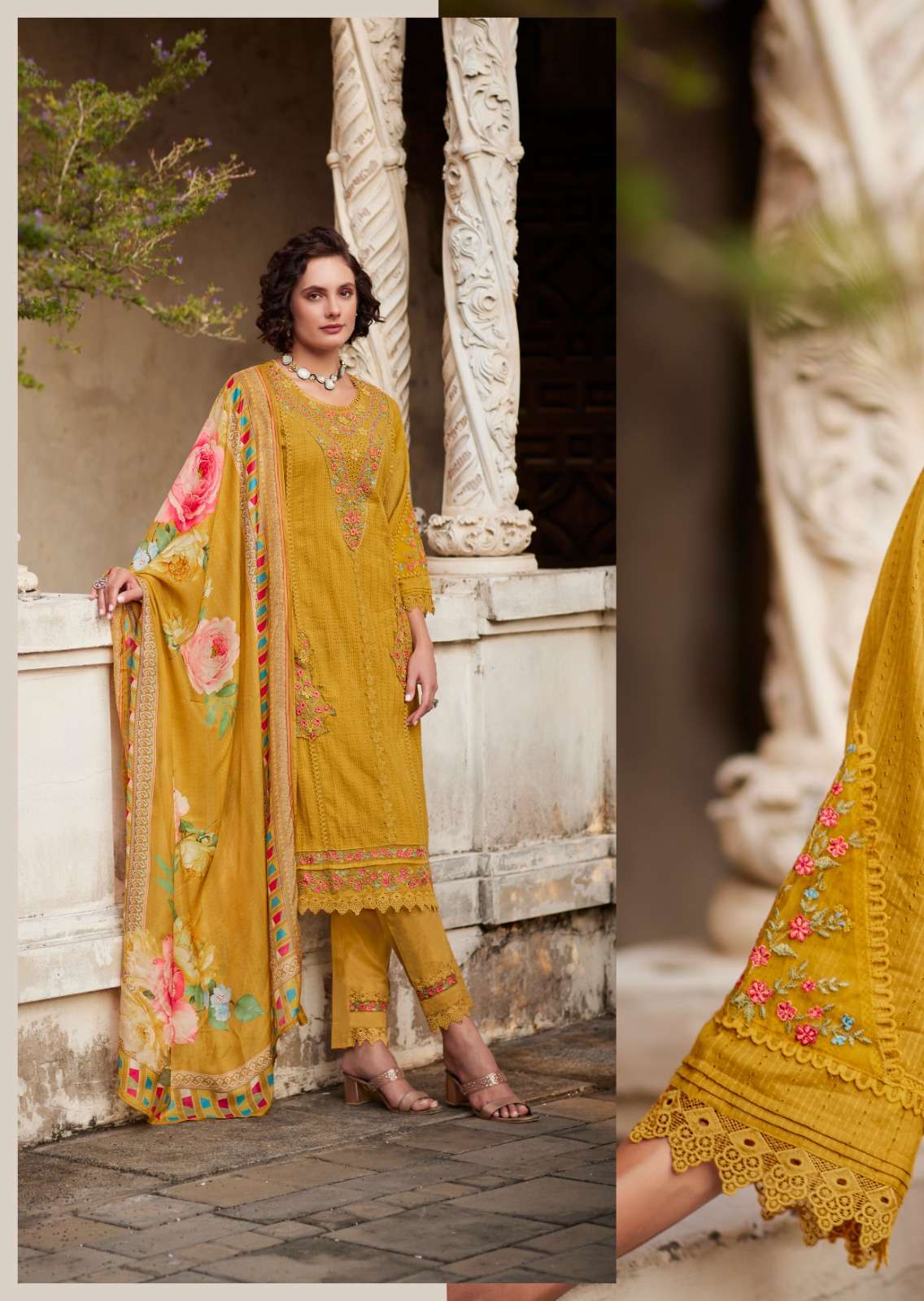 EIRA BY PRM INDIA IN PURE COTTON WITH DESIGNER EMBROIDERES WORK WITH HANDWORK