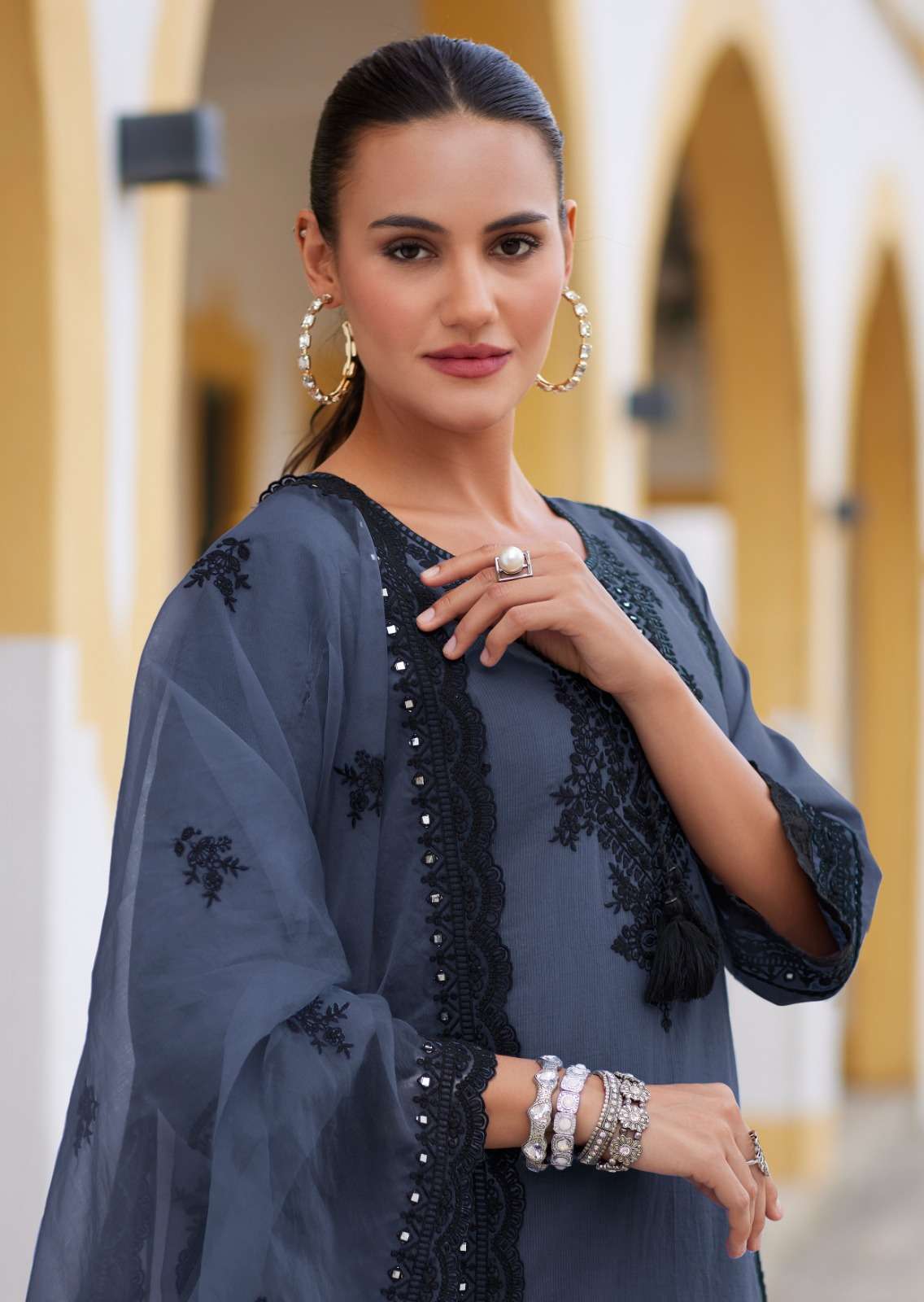 HELIA BY PRM INDIA IN PURE COTTON PETTERN WITH DESIGNER EMBROIDERED WORK WITH HANDWORK