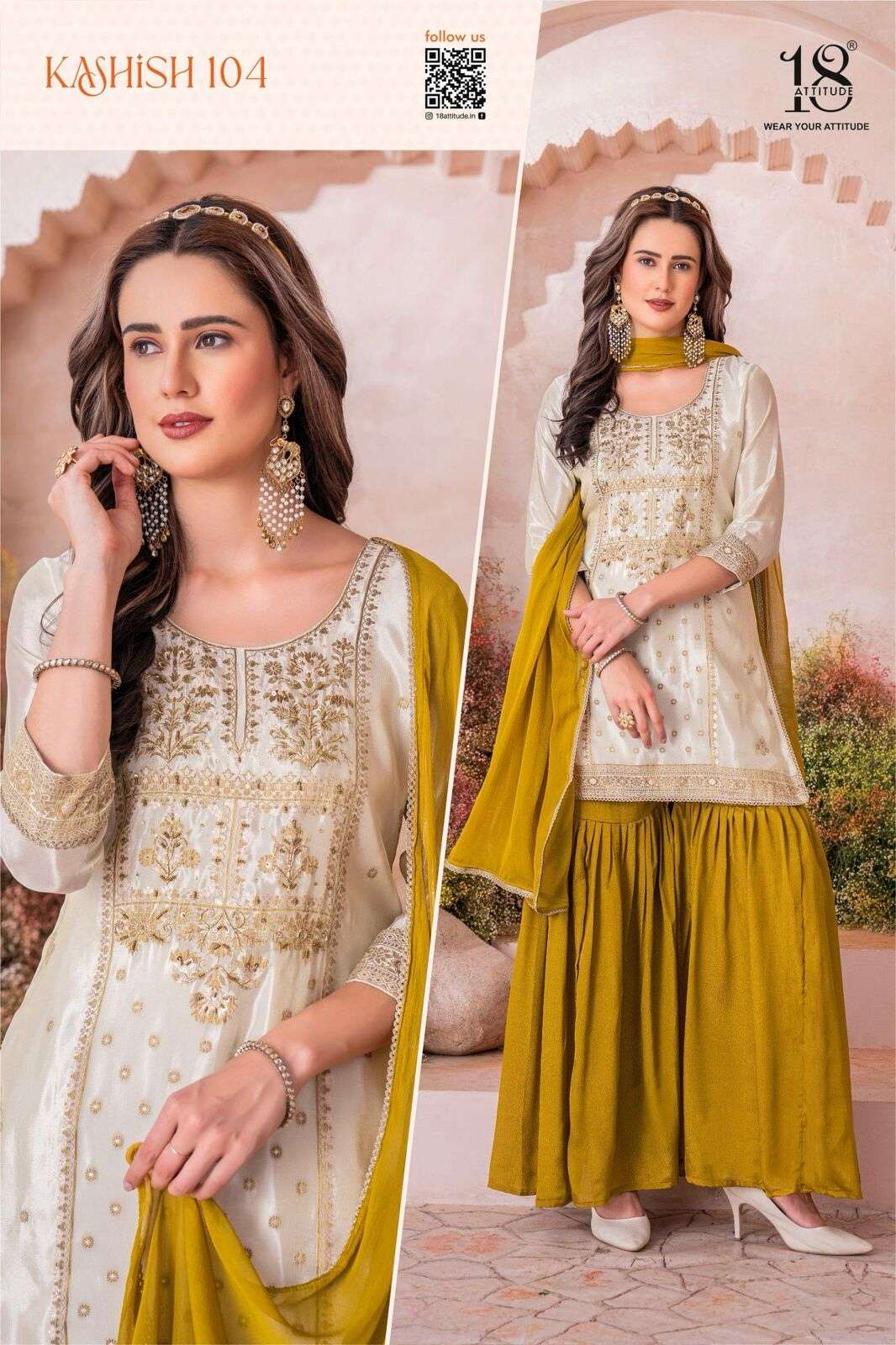 KASHISH BY 18 ATTITUDE IN PURE VISCOSE TISSUE J-CORD WITH HANDWORK TOP BOTTOM DUPPATA