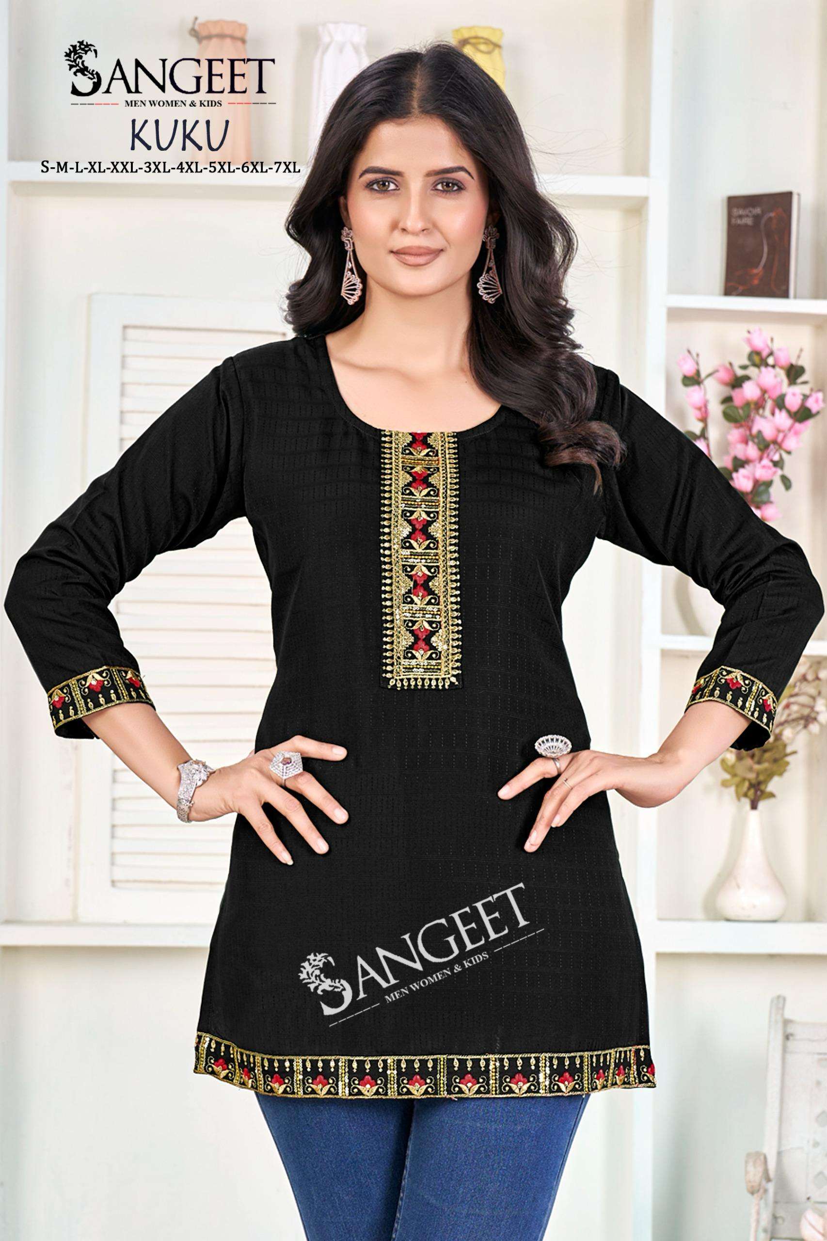 KUKU BY SANGEET IN HEAVY RAYON BOMBAY PATTERN MULTI EMBROIDERY SEQUENCE WORK 