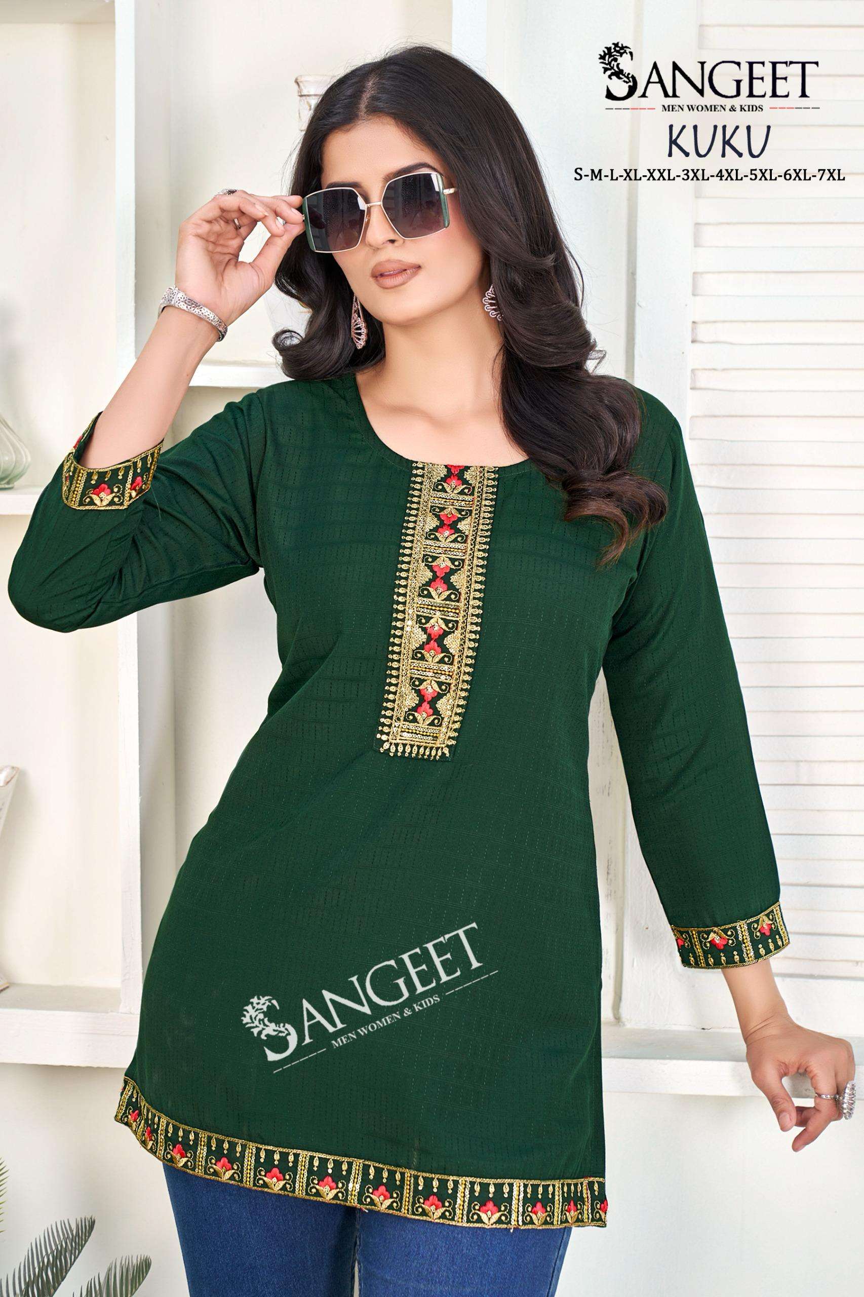 KUKU BY SANGEET IN HEAVY RAYON BOMBAY PATTERN MULTI EMBROIDERY SEQUENCE WORK 
