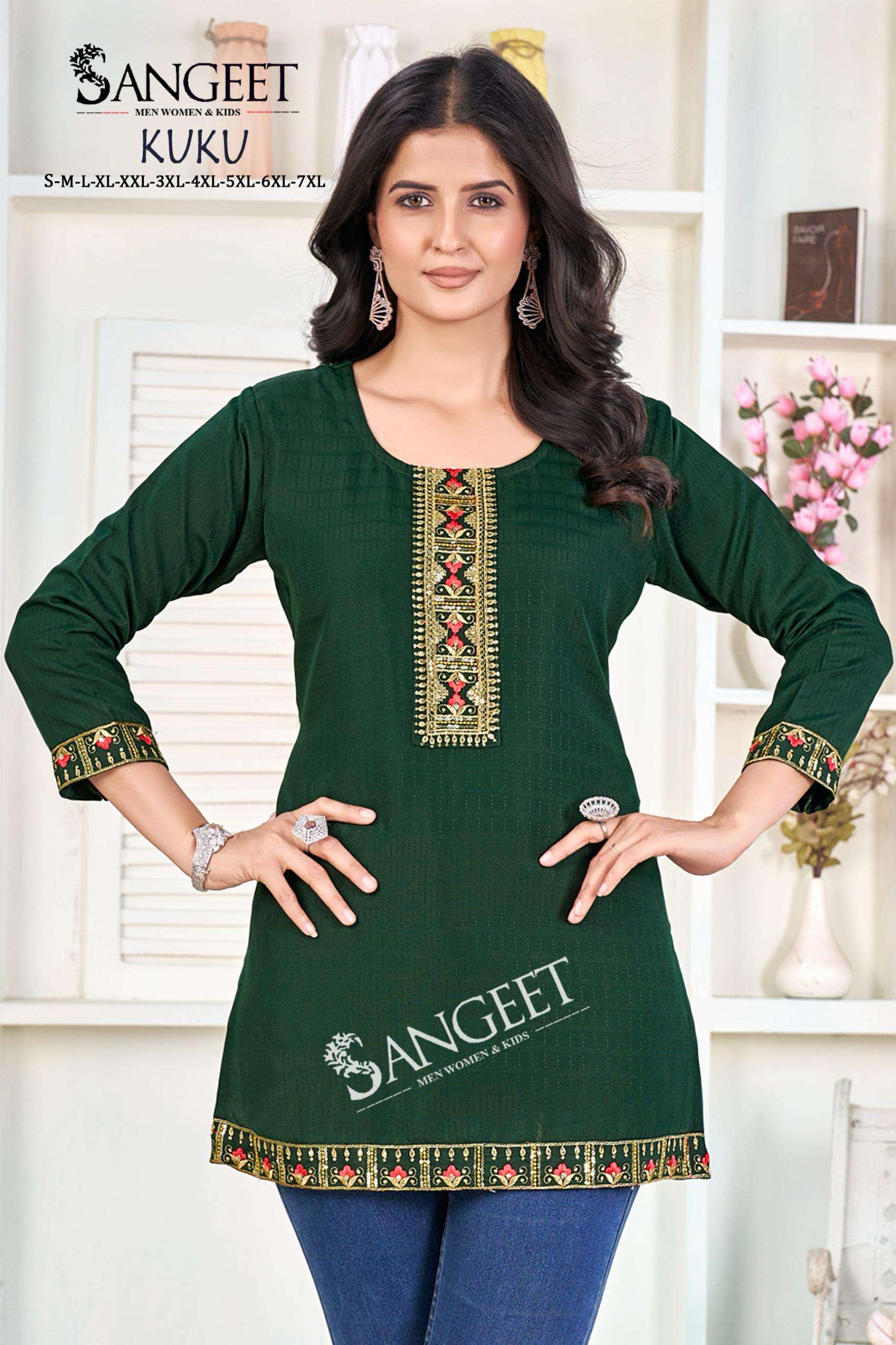KUKU BY SANGEET IN HEAVY RAYON BOMBAY PATTERN MULTI EMBROIDERY SEQUENCE WORK 