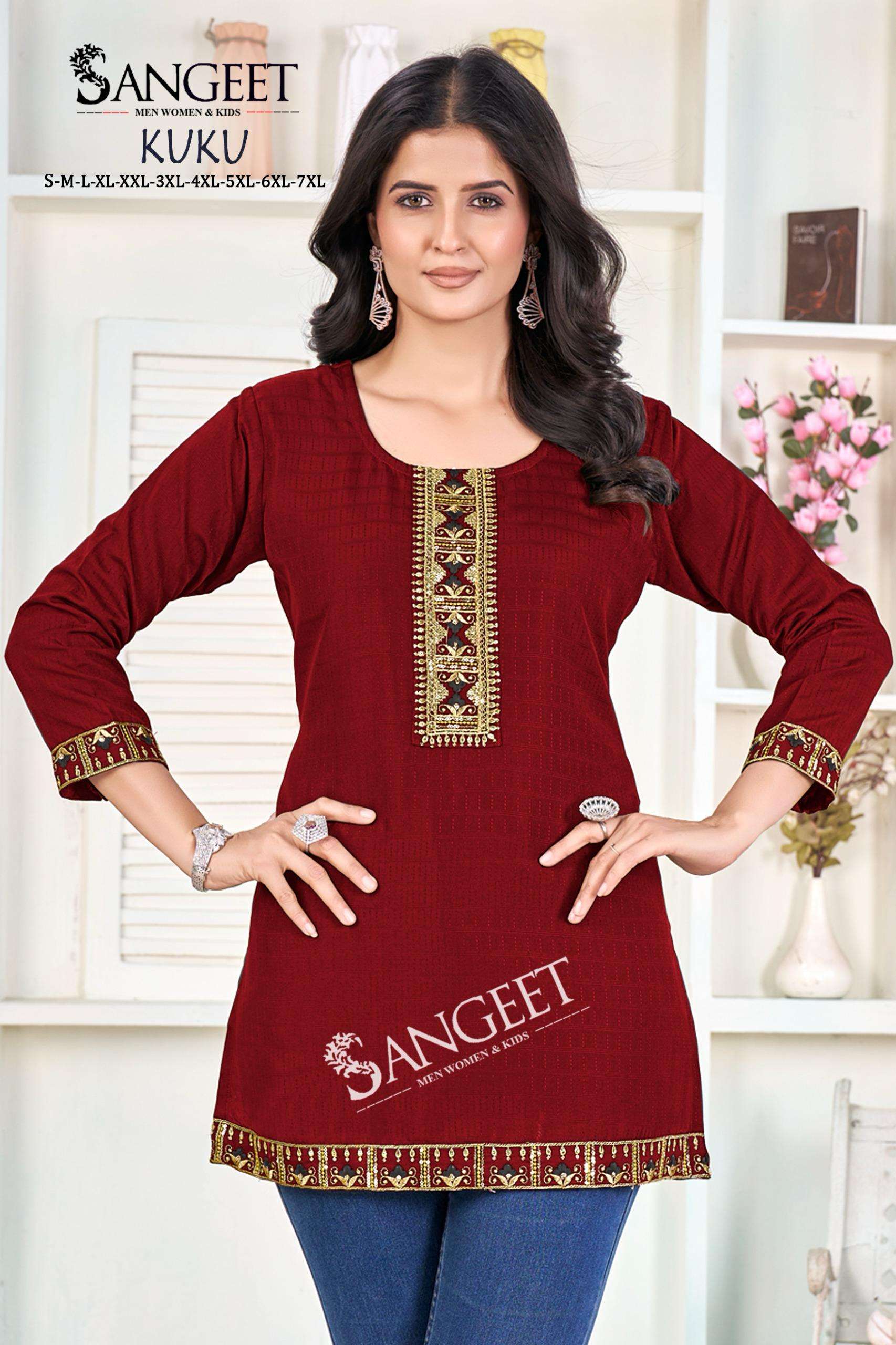 KUKU BY SANGEET IN HEAVY RAYON BOMBAY PATTERN MULTI EMBROIDERY SEQUENCE WORK 