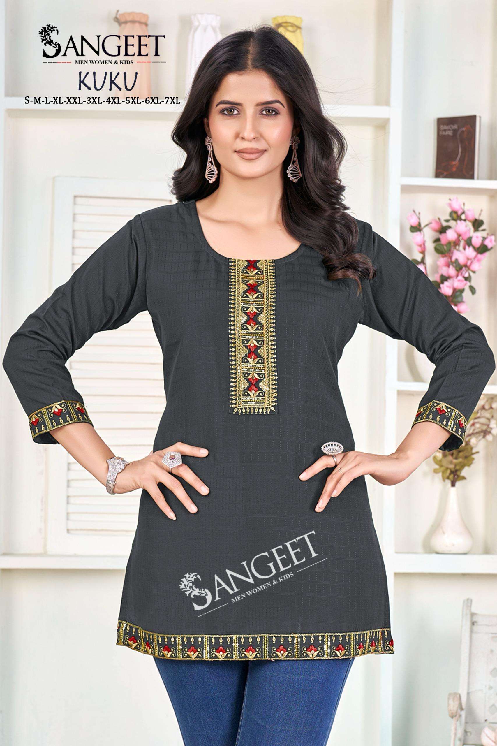 KUKU BY SANGEET IN HEAVY RAYON BOMBAY PATTERN MULTI EMBROIDERY SEQUENCE WORK 