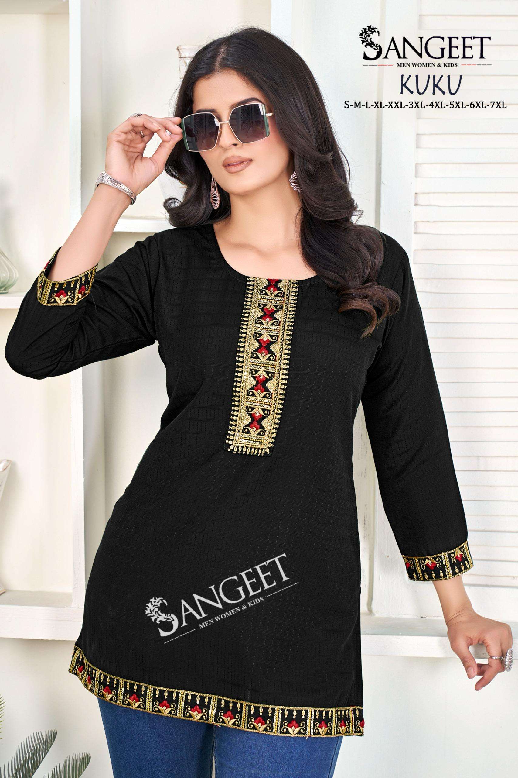KUKU BY SANGEET IN HEAVY RAYON BOMBAY PATTERN MULTI EMBROIDERY SEQUENCE WORK 