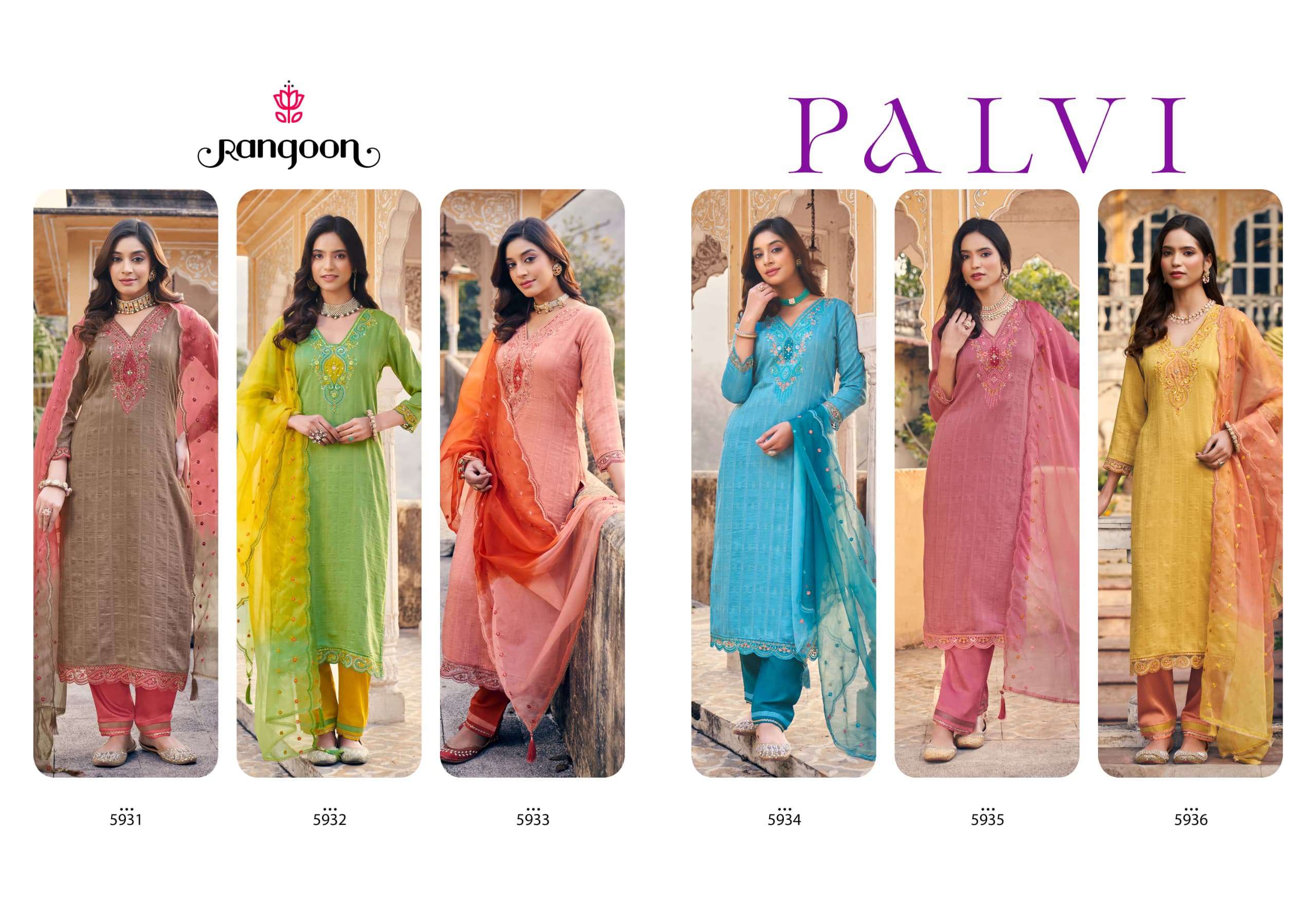 PALLAVI BY RANGOON IN VISCOSE WITH FANCY APLIC KHATRI WORK AND HEAVY DUPATTA WORK
