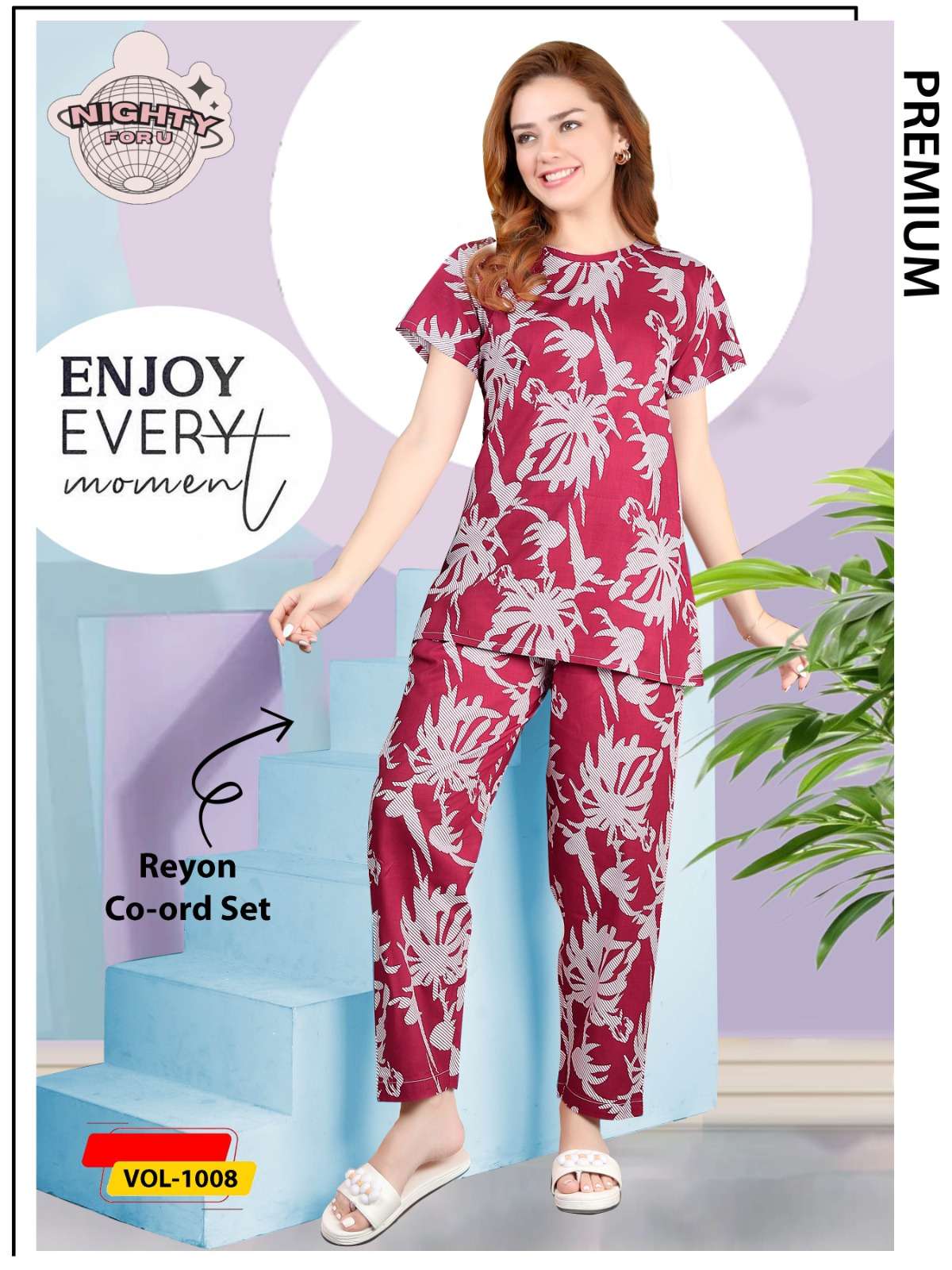 VOL :- 1008 BY NIGHTY FOR U IN HOSIERY NIGHT SUIT CO-ORD SET