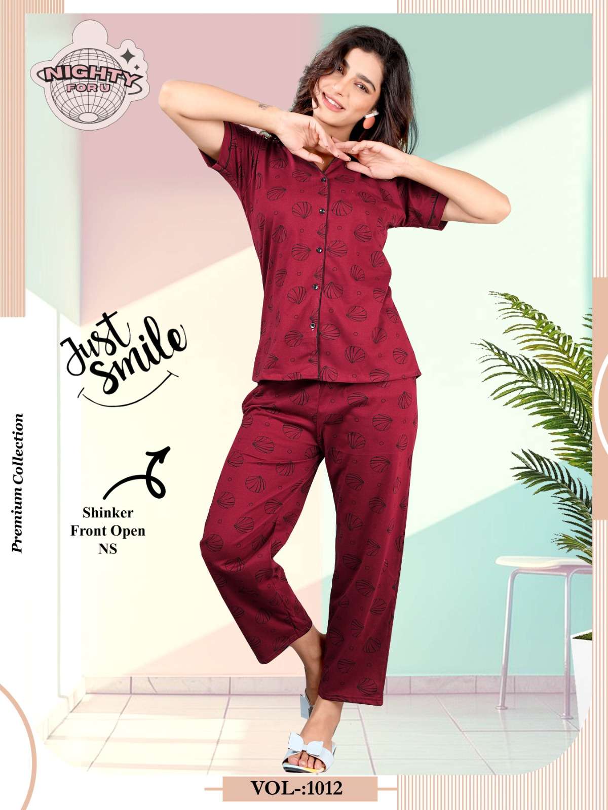 VOL:- 1012 BY NIGHTY FOR U IN HOSIERY NIGHT SUIT CO-ORD SET