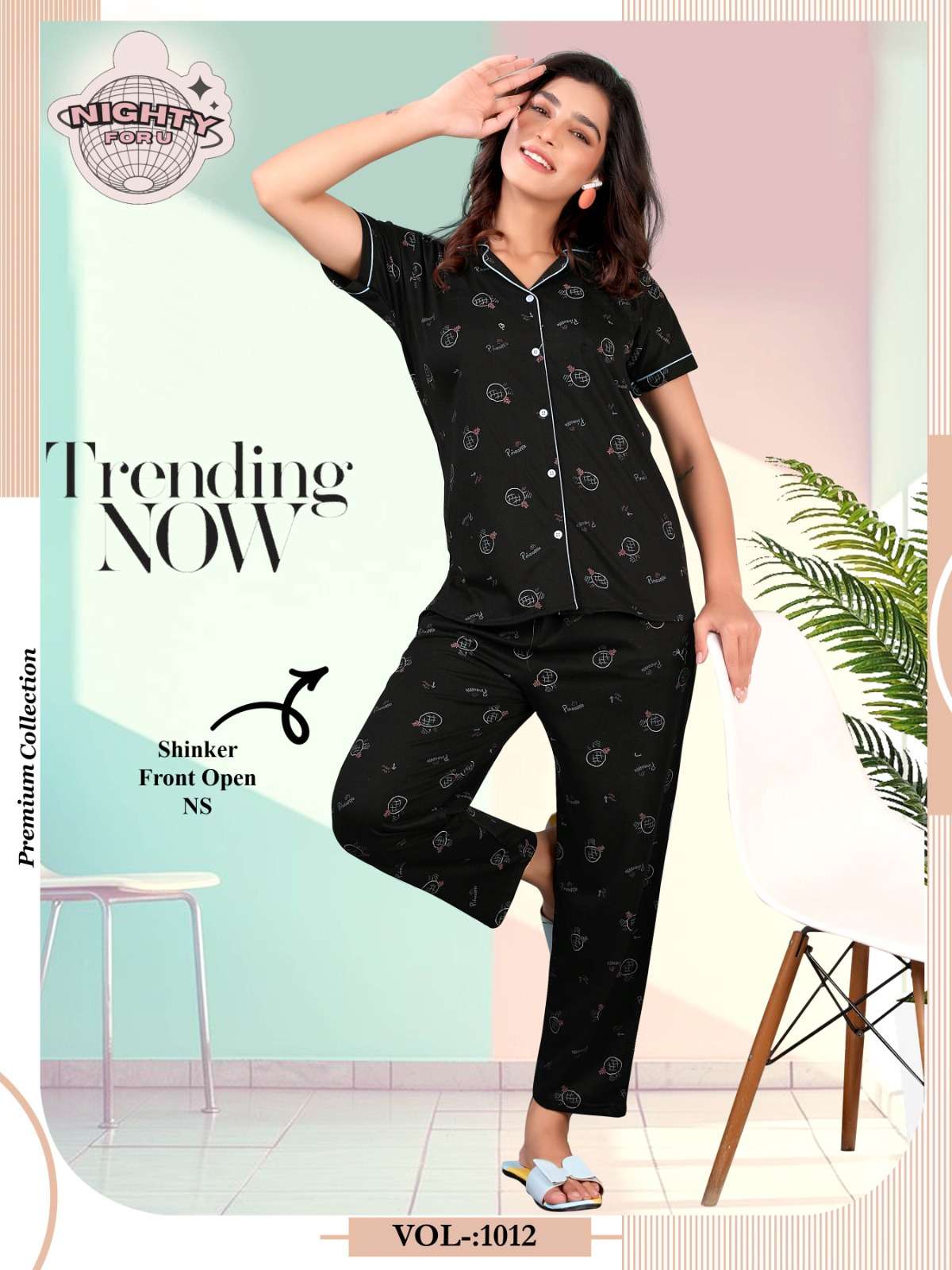 VOL:- 1012 BY NIGHTY FOR U IN HOSIERY NIGHT SUIT CO-ORD SET