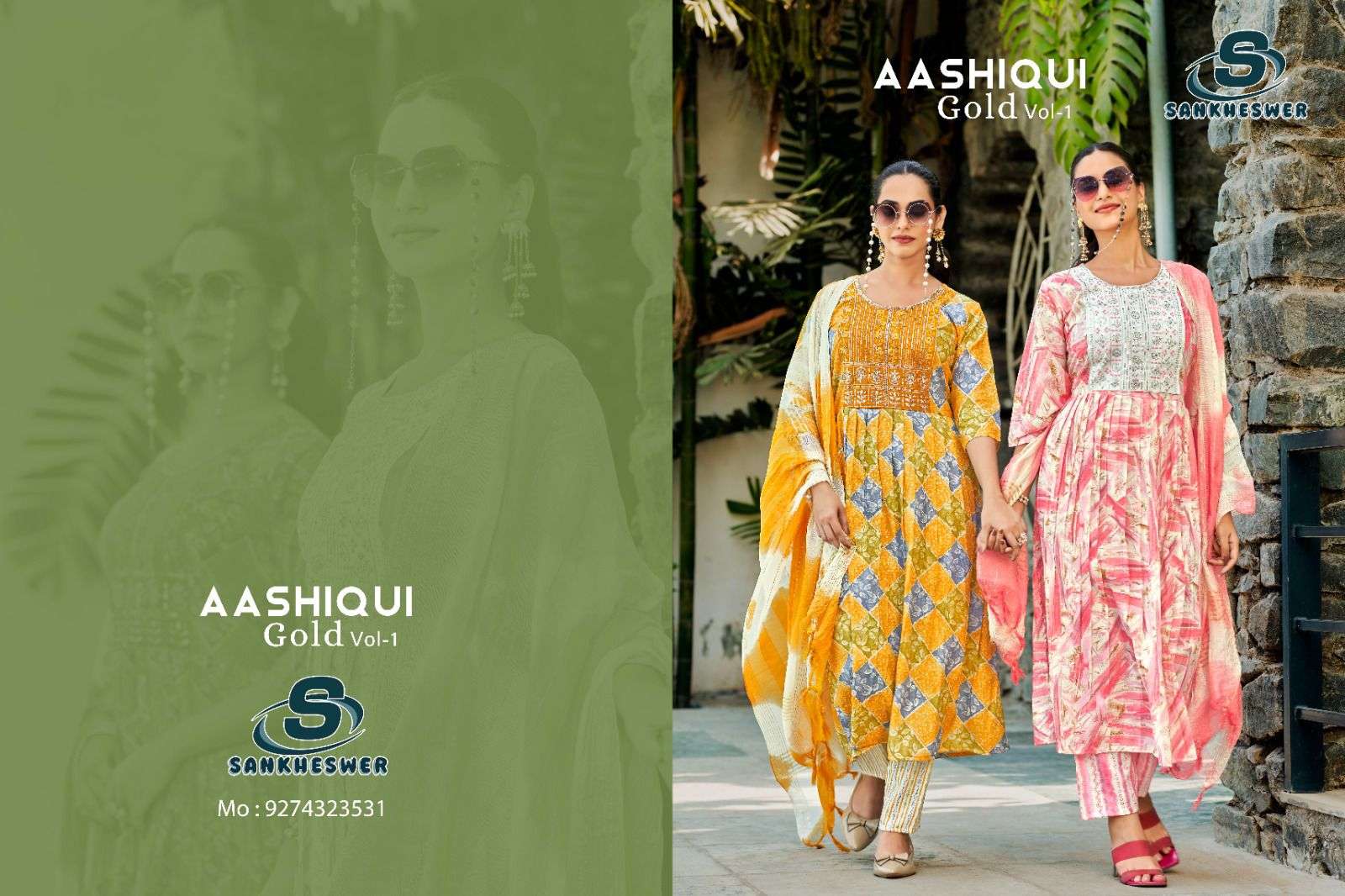 AASHIQUI GOLD VOL-1 BY SANKHESWER IN CAPSULE PRINT WITH NECK WORK COLLECTION 