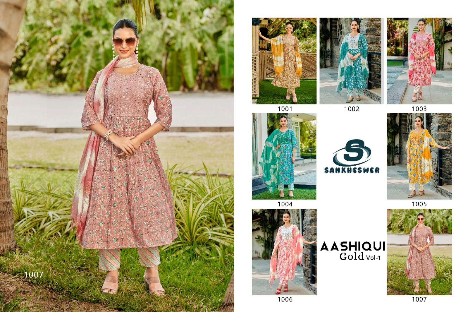 AASHIQUI GOLD VOL-1 BY SANKHESWER IN CAPSULE PRINT WITH NECK WORK COLLECTION 