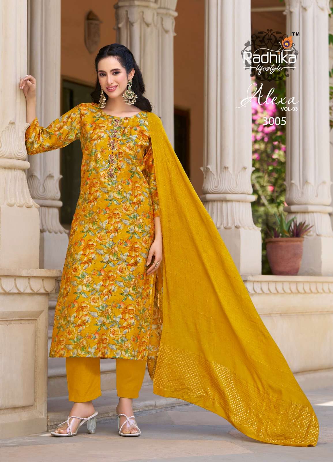 ALEXA VOL-3 BY RADHIKA LIFE STYLE IN VERTICAN SILK FOIL PRINT WITH HANDWORK 