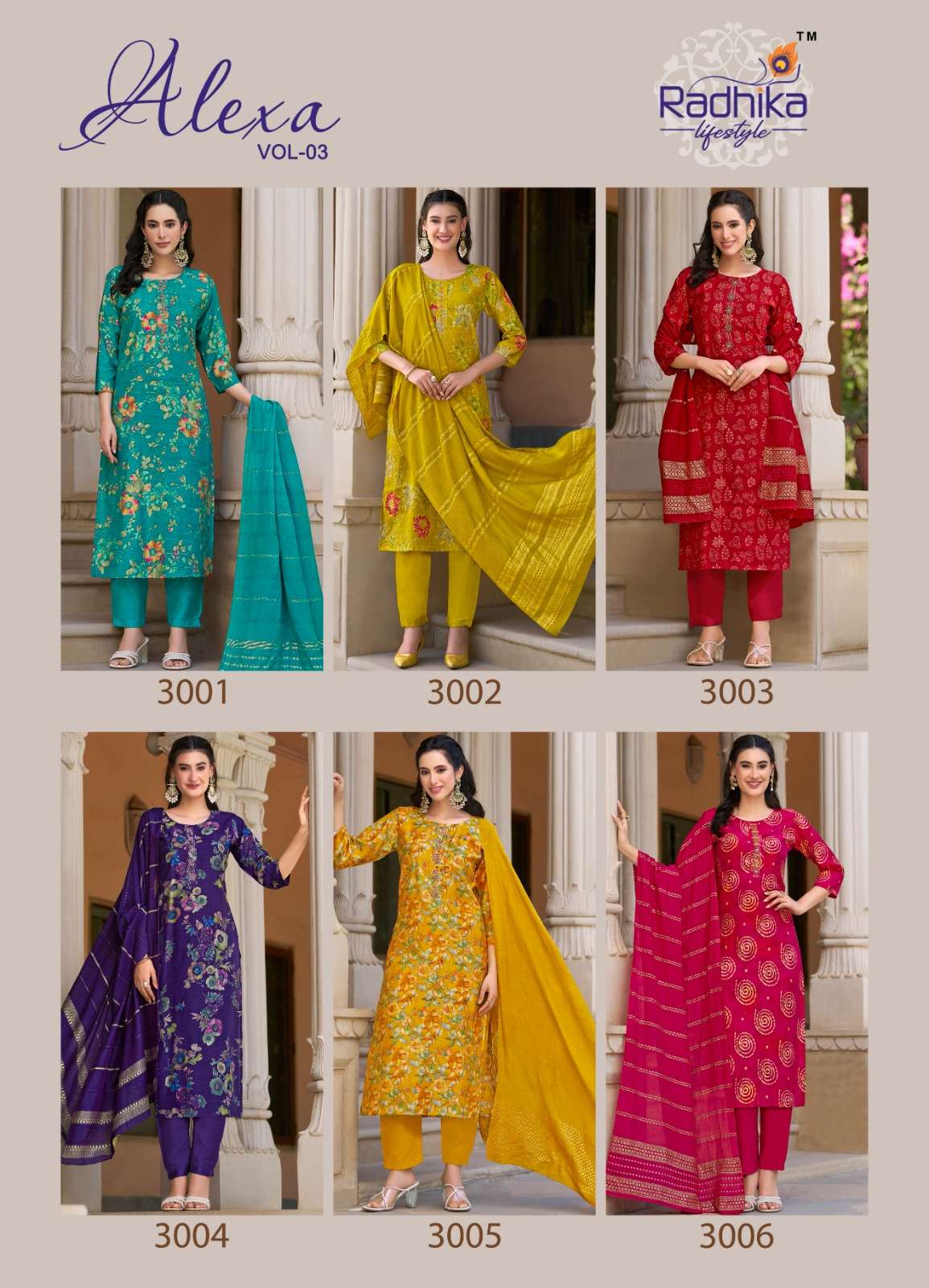 ALEXA VOL-3 BY RADHIKA LIFE STYLE IN VERTICAN SILK FOIL PRINT WITH HANDWORK 