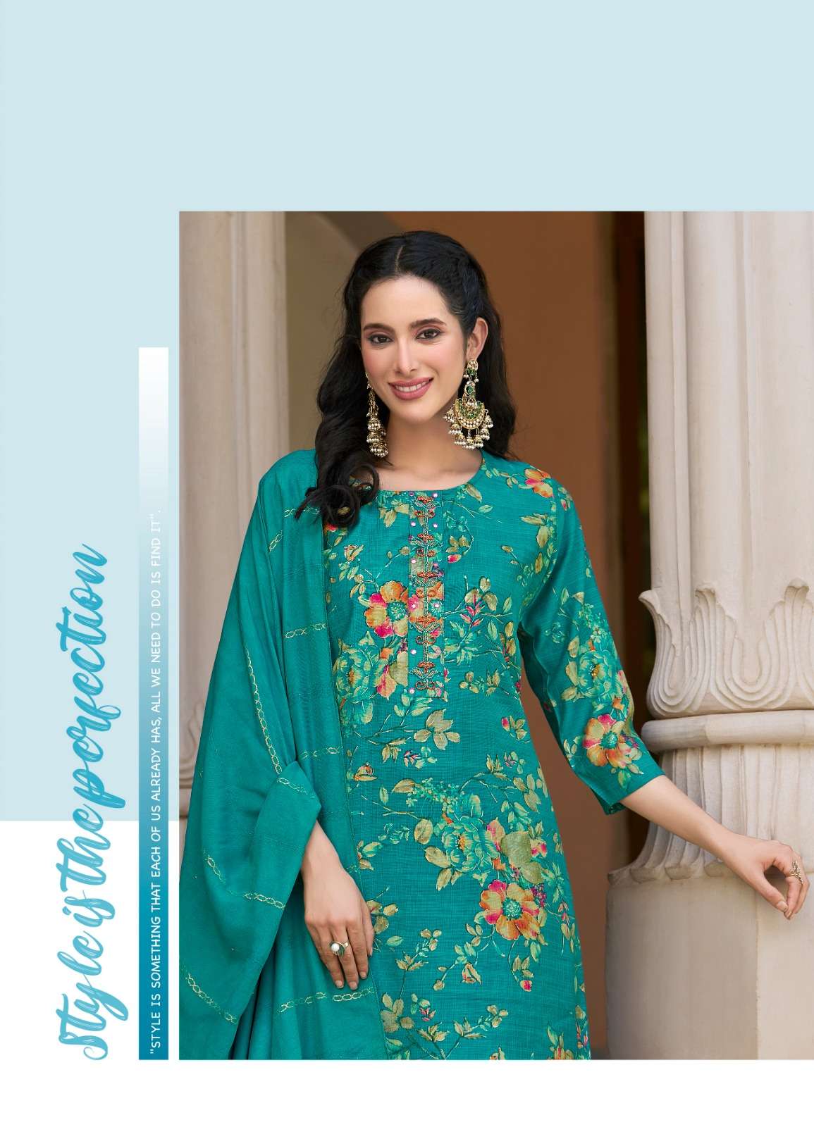 ALEXA VOL-3 BY RADHIKA LIFE STYLE IN VERTICAN SILK FOIL PRINT WITH HANDWORK 