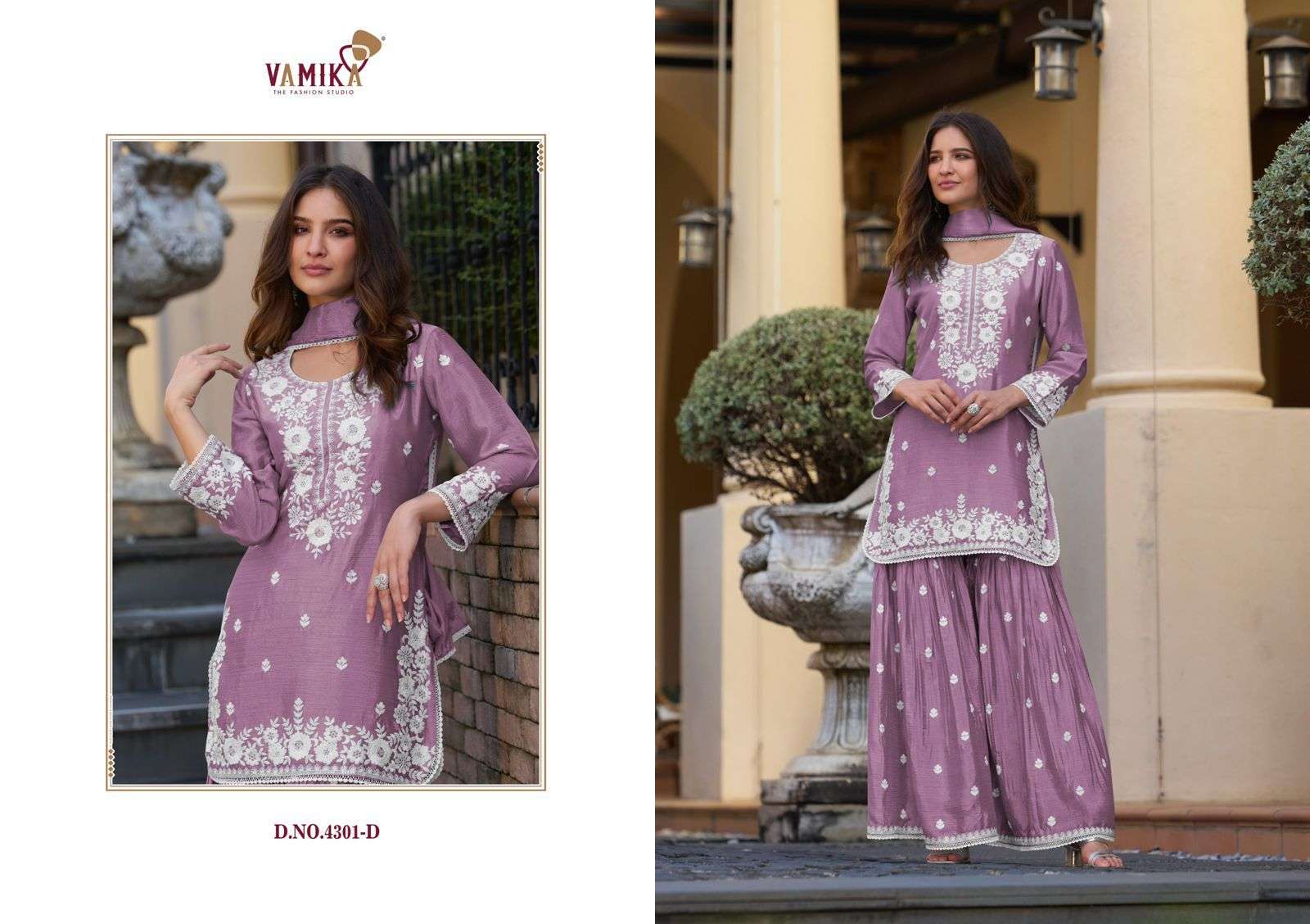 ANAMIKA VOL-2 BY VAMIKA IN HEAVY CHHINOON WITH HEAVY HANDWORK FOUR SIDE LESS DUPPATTA