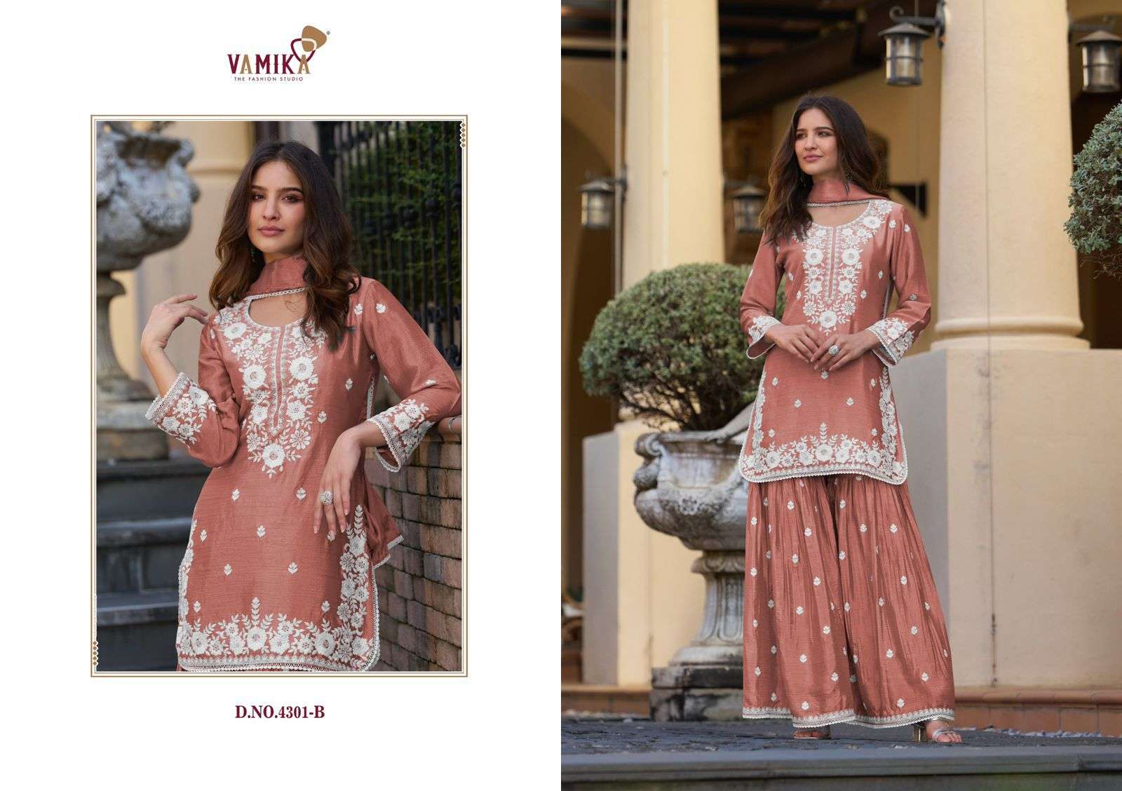 ANAMIKA VOL-2 BY VAMIKA IN HEAVY CHHINOON WITH HEAVY HANDWORK FOUR SIDE LESS DUPPATTA